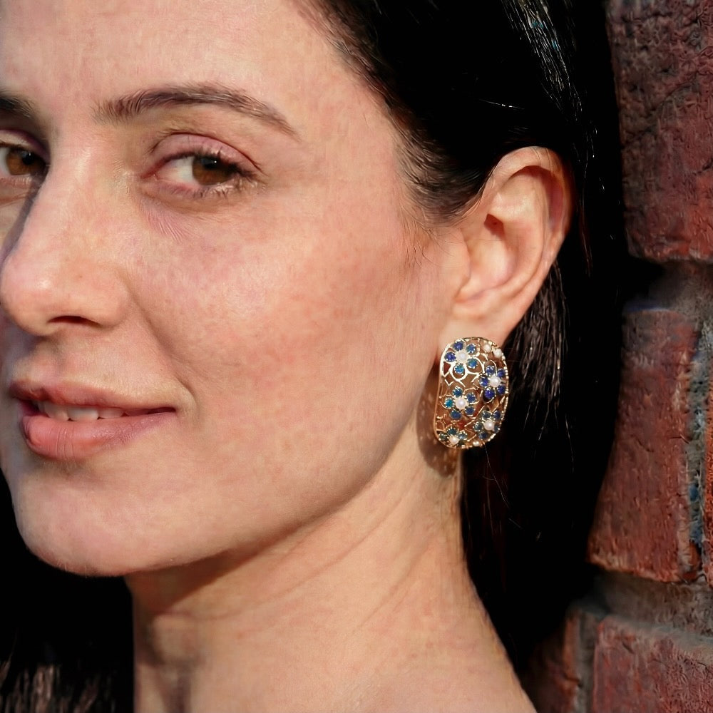 Modern Gold Plated Jadau Stud Earrings ER 491