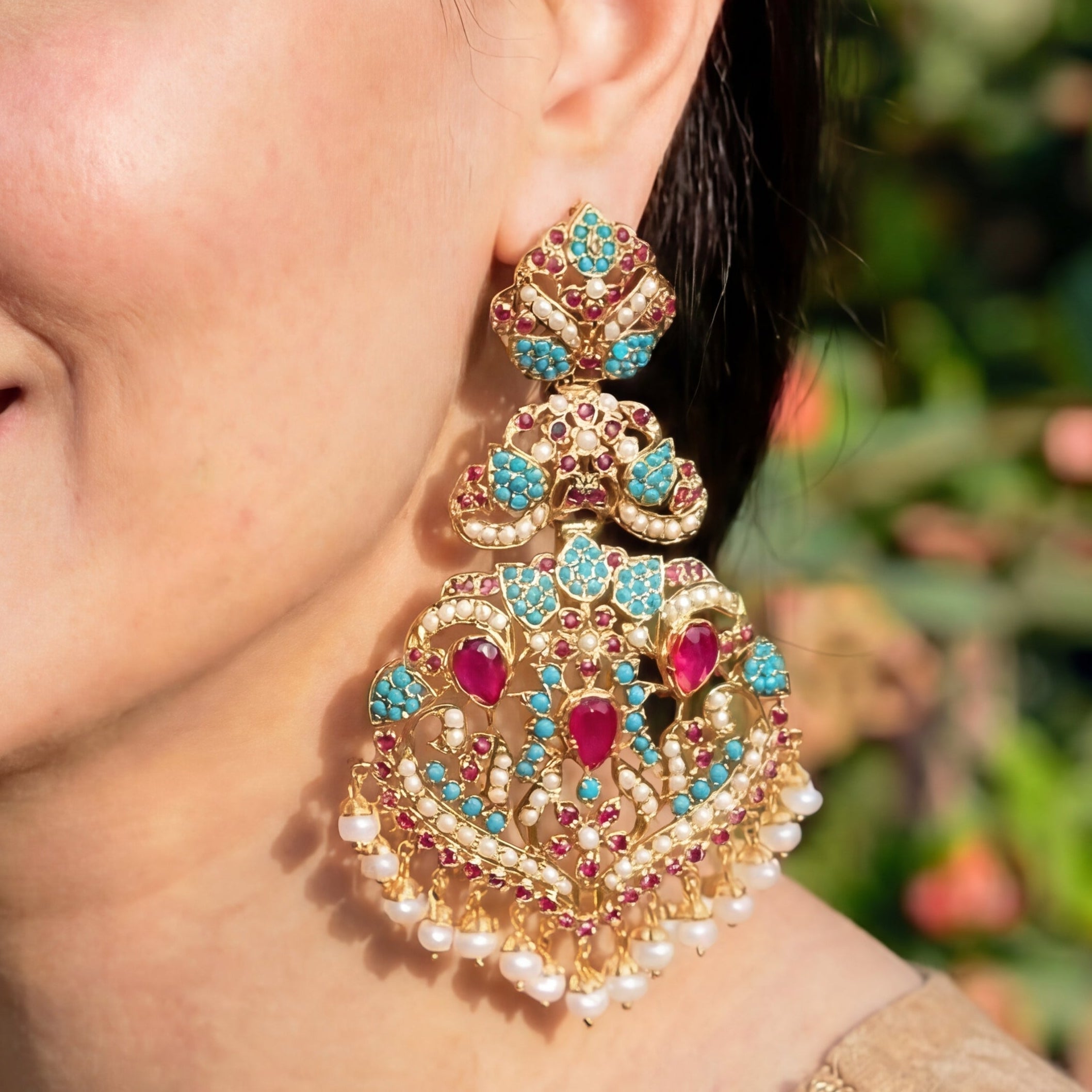 Statement Jadau Danglers | Bold & Beautiful Indian Earrings ER 398
