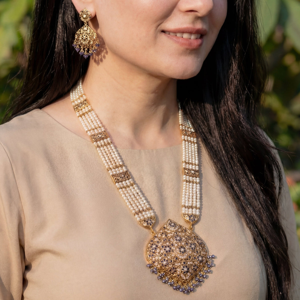 Blue Sapphire Rani Haar Set | Premium Quality Gold Plated Jewelry NS 222