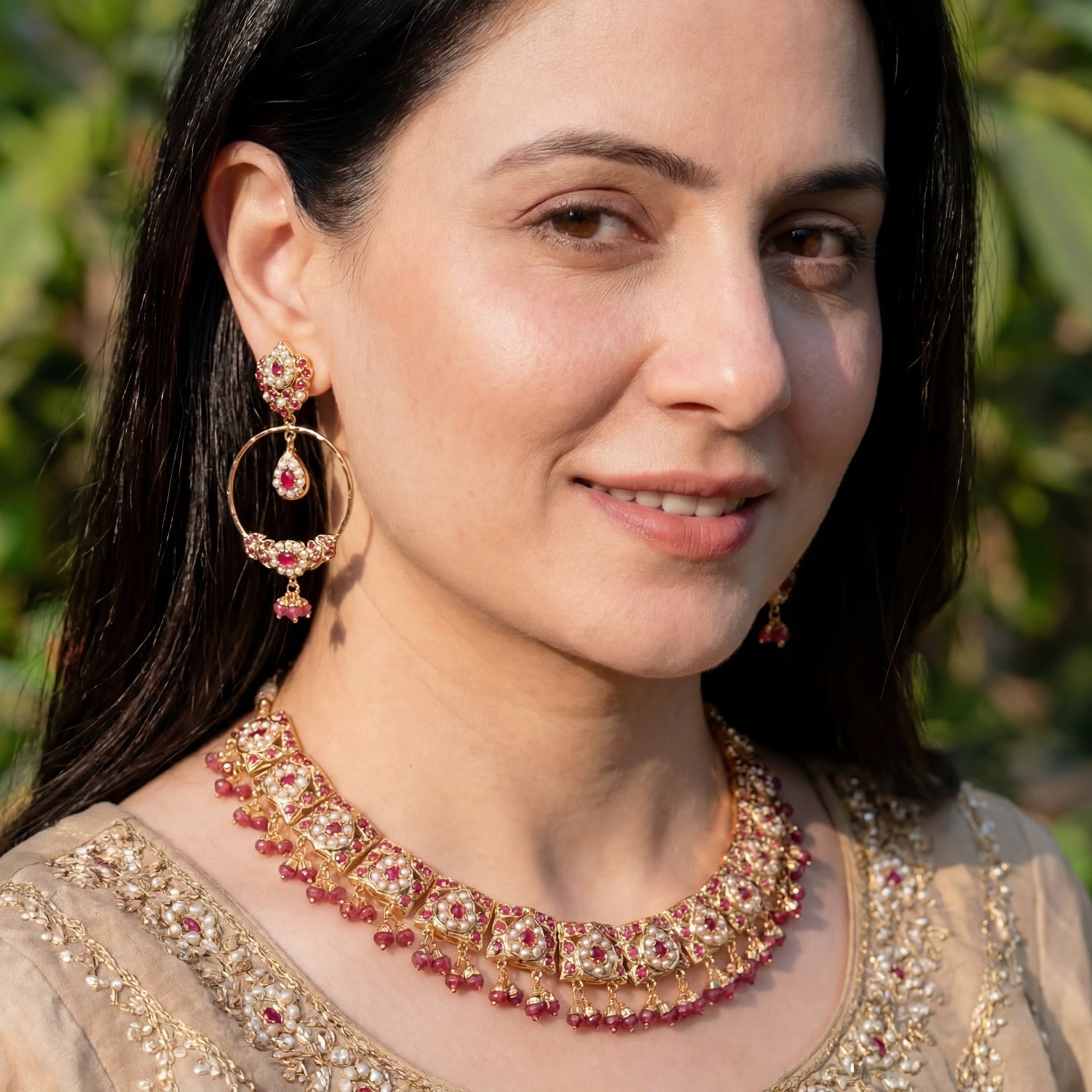 Sober & Sophisticated Necklace Set | Gold Plated Jadau Jewelry NS 200