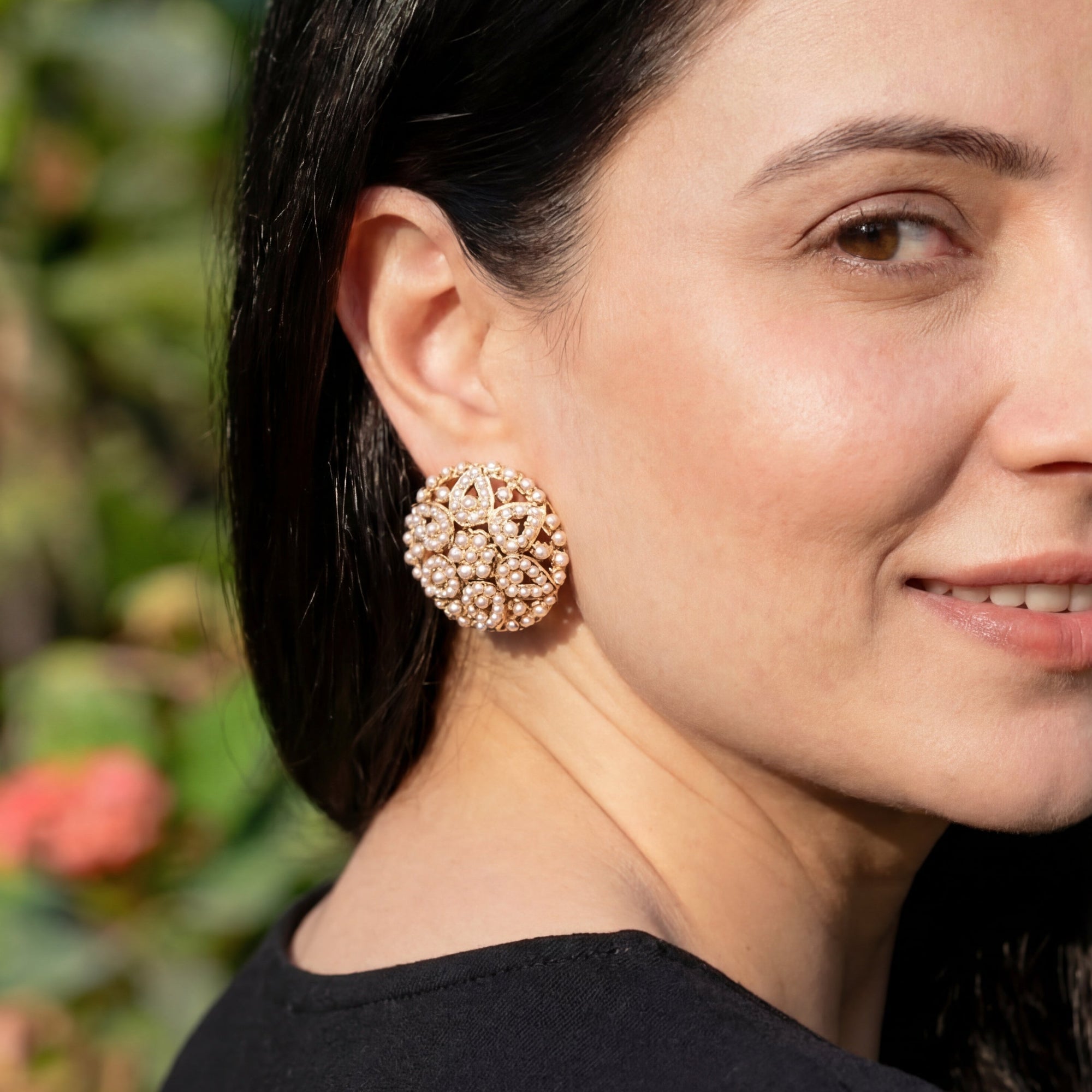 Intricate Pearl Tops | Classic Indian Design | Freshwater Pearls & Sterling Silver ER 572