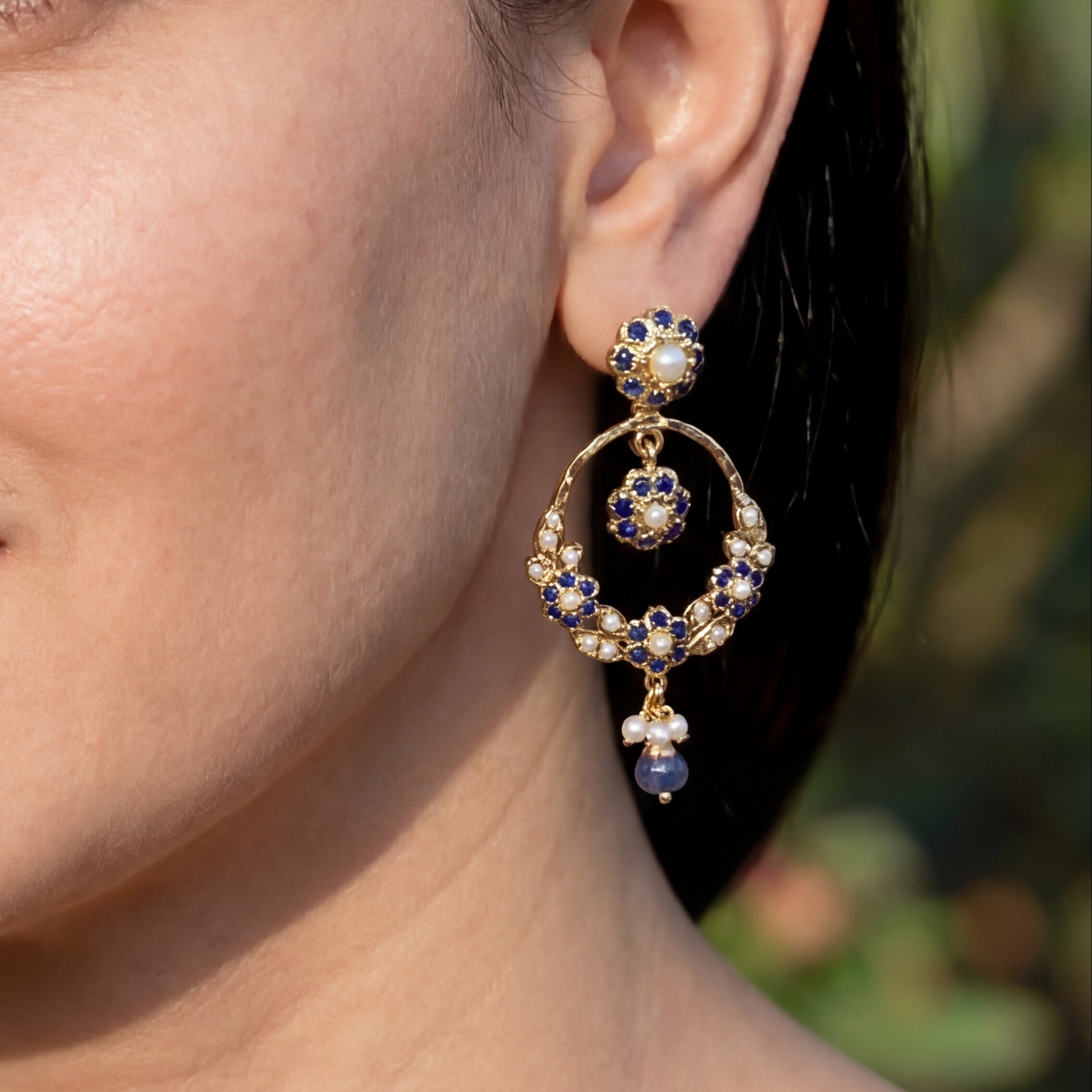 Small Jadau Earrings | Gold Plated | Indian Chandbali Design ER 495