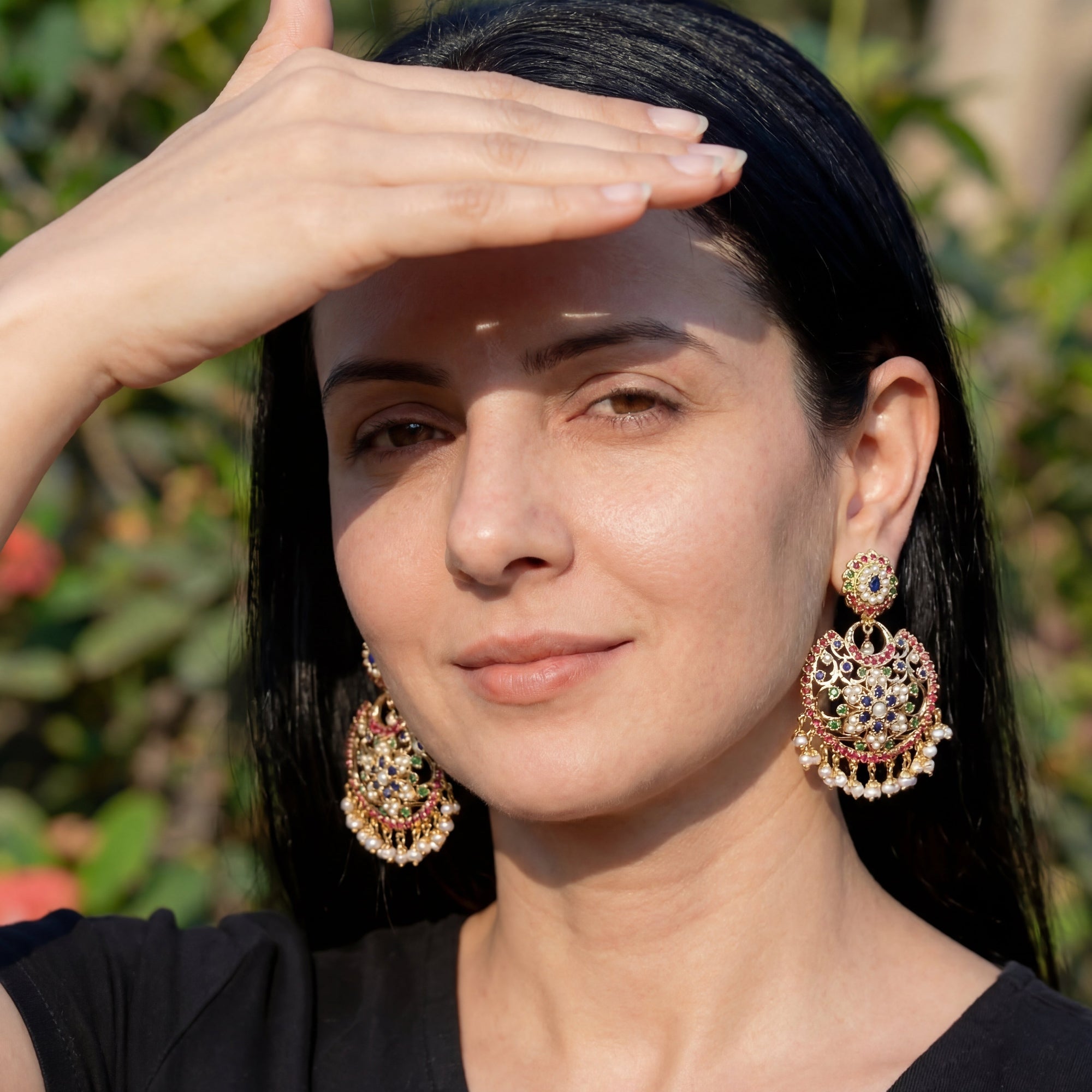 Exquisite Chandbali Earrings | Multicoloured Earrings | Gold Plated ER 366