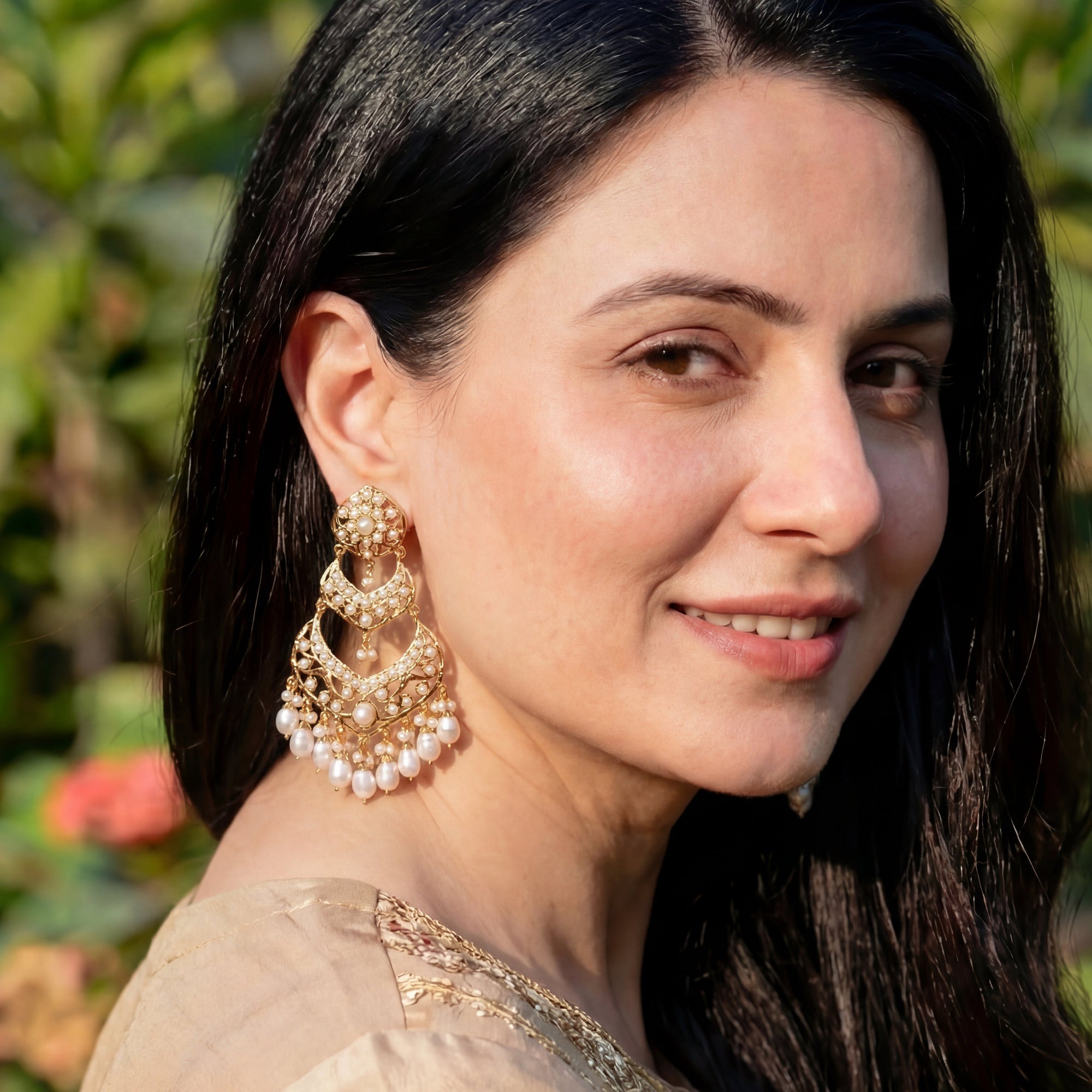 Tall Statement Pearl Danglers | Silver Earrings For Women ER 367