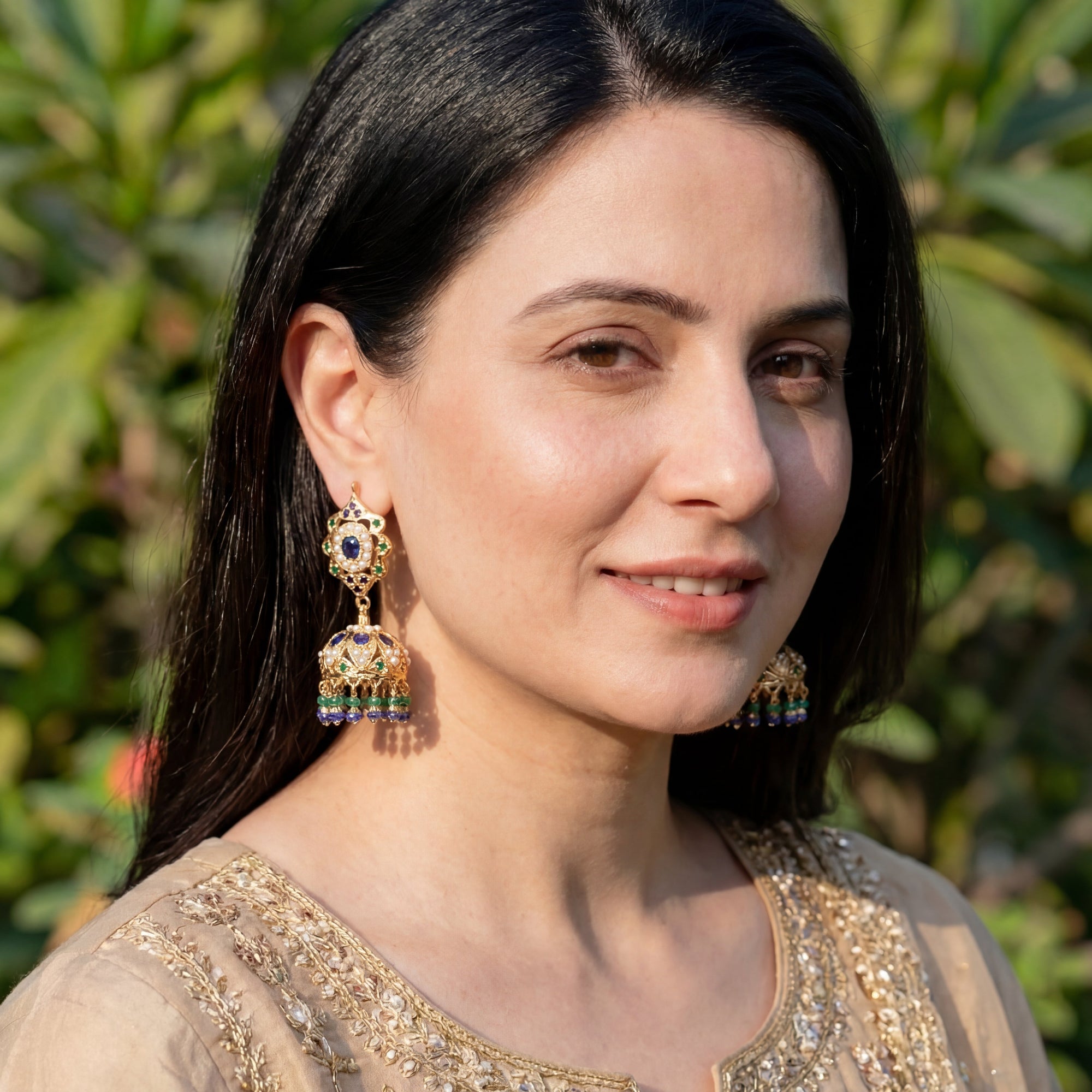 Jhumka Earrings on Silver | Hyderabadi Jadau Jhumka Design ER 252