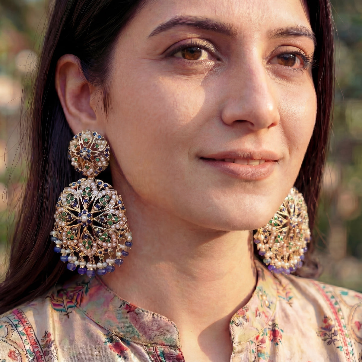 Attractive Indian Silver Earrings | Multicolored Jewelry for Women ER 103