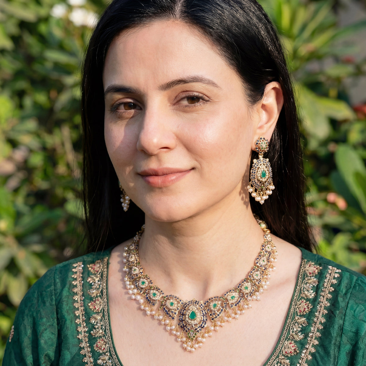 Sophisticated Stone Jewelry Set | Gold Plated Fashion Necklace Set | 925 Silver NS 379