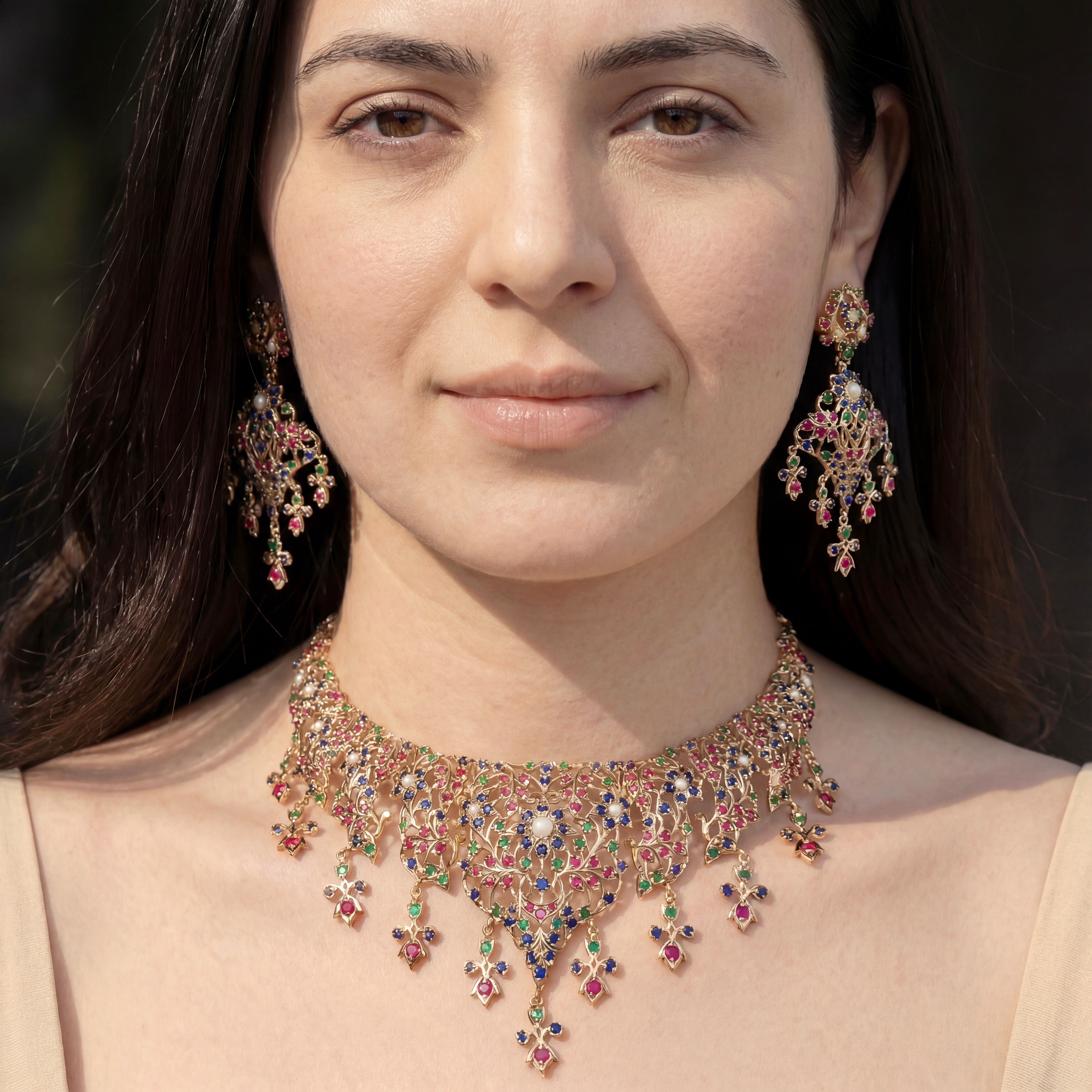 Antique Design Indian Necklace Set | Gold Plated Jewelry Online | Old World Charm NS 387