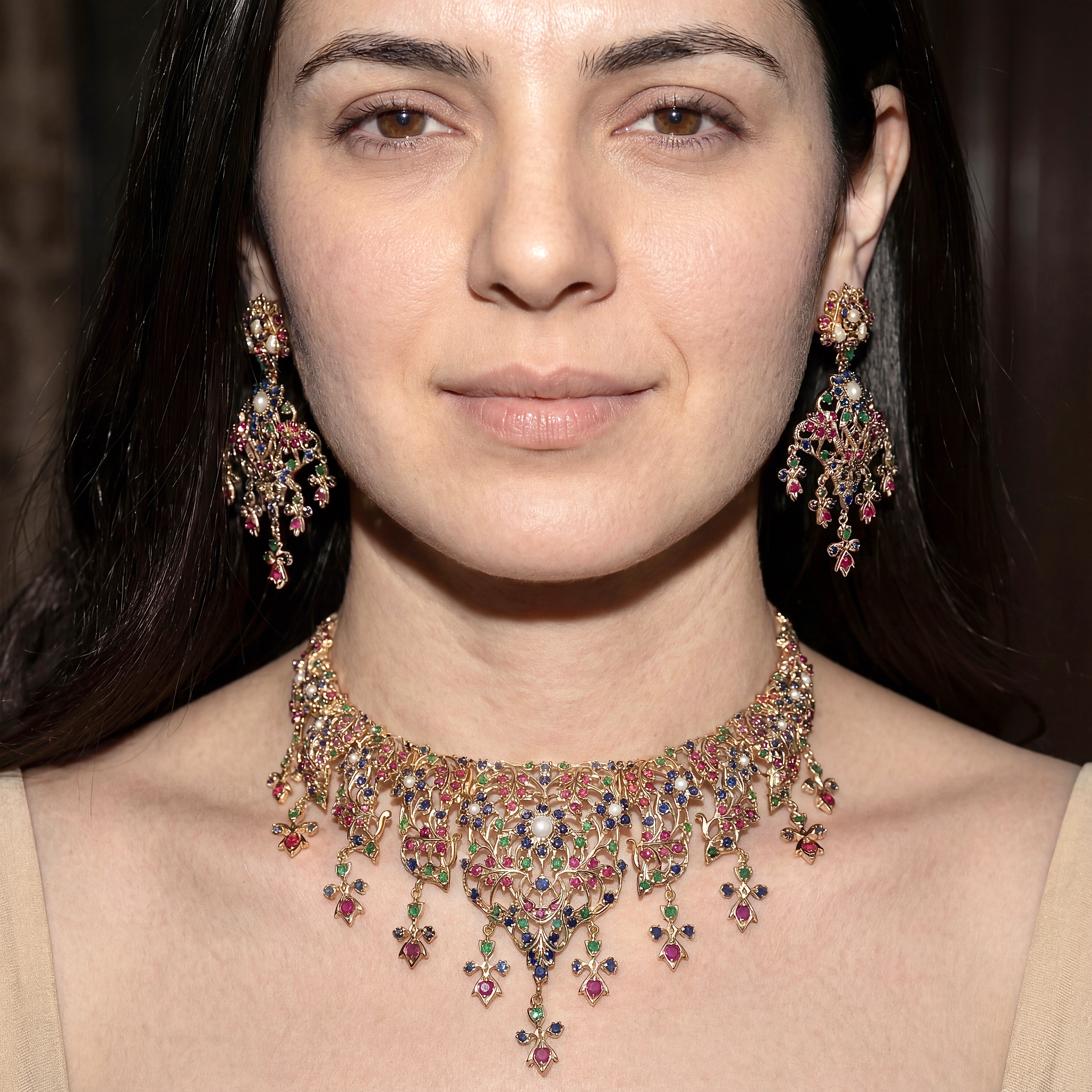 Antique Design Indian Necklace Set | Gold Plated Jewelry Online | Old World Charm NS 387