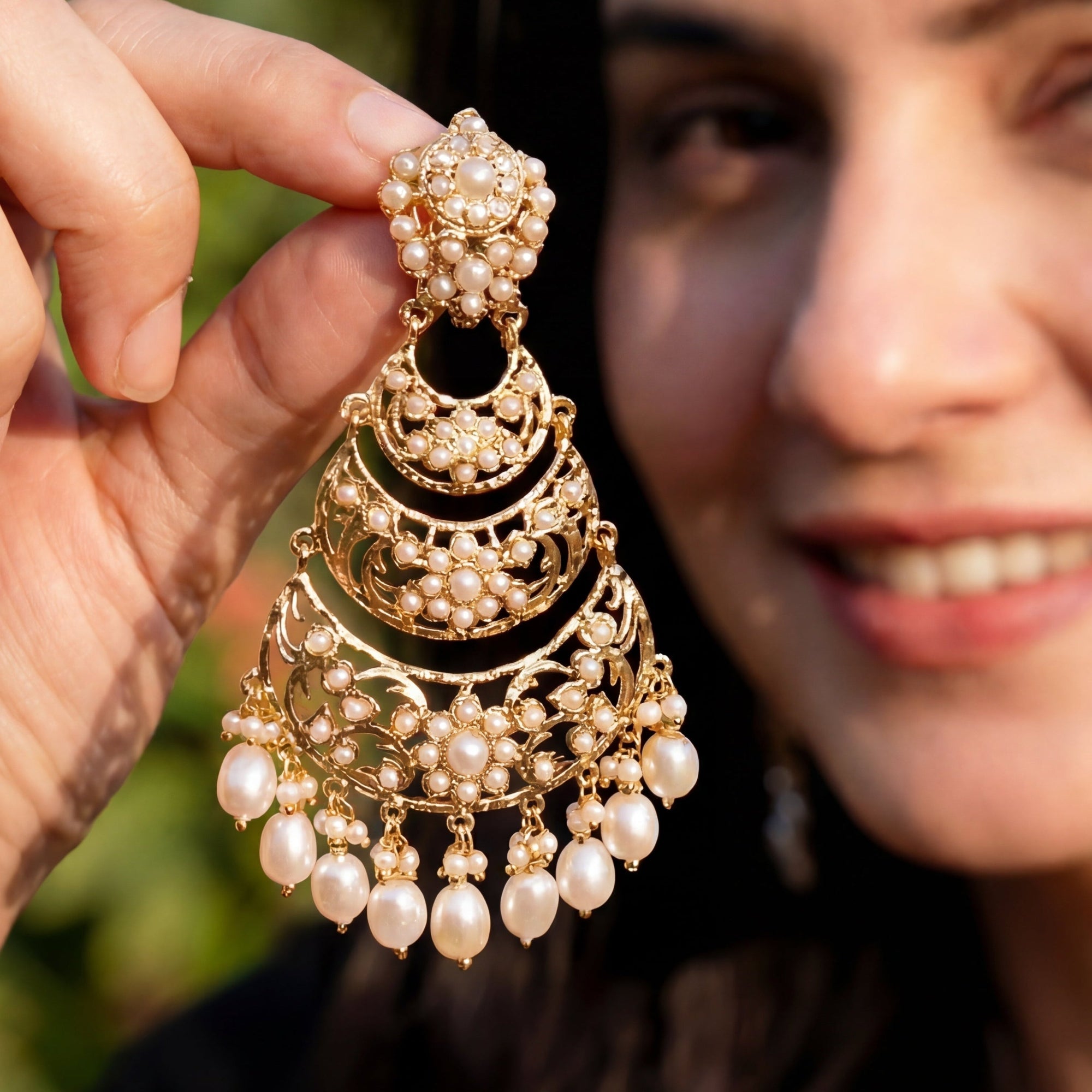 Multi Tier Pearl Earrings for Women | Authentic Freshwater Pearls on 925 Silver ER 626