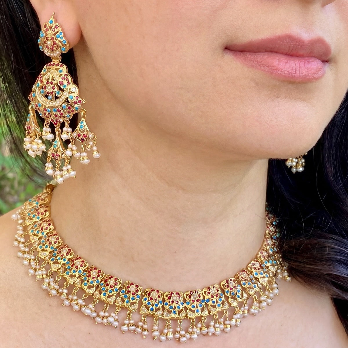 Ruby Pheroza Jadau Set | Elegant and Classy Indian Jewelry NS 256