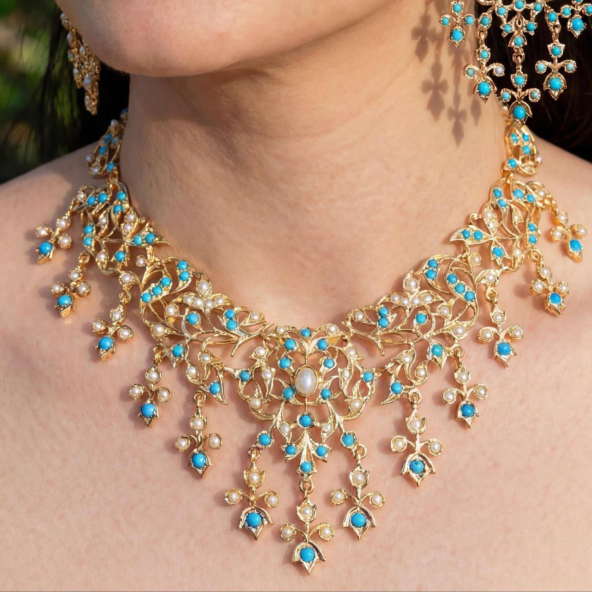 Gold Plated Indian Jewellery | Antique Necklace Set Design NS 056