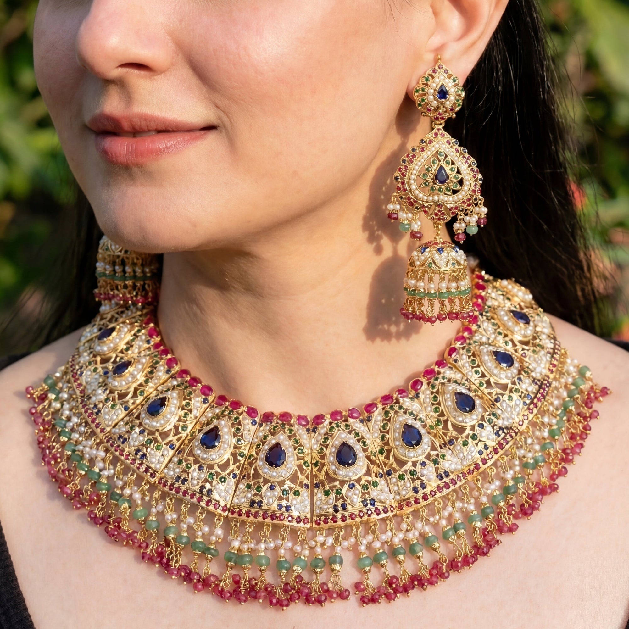 Bridal Jewellery Set | Traditional Indian Jewellery | Multicoloured Set NS 278