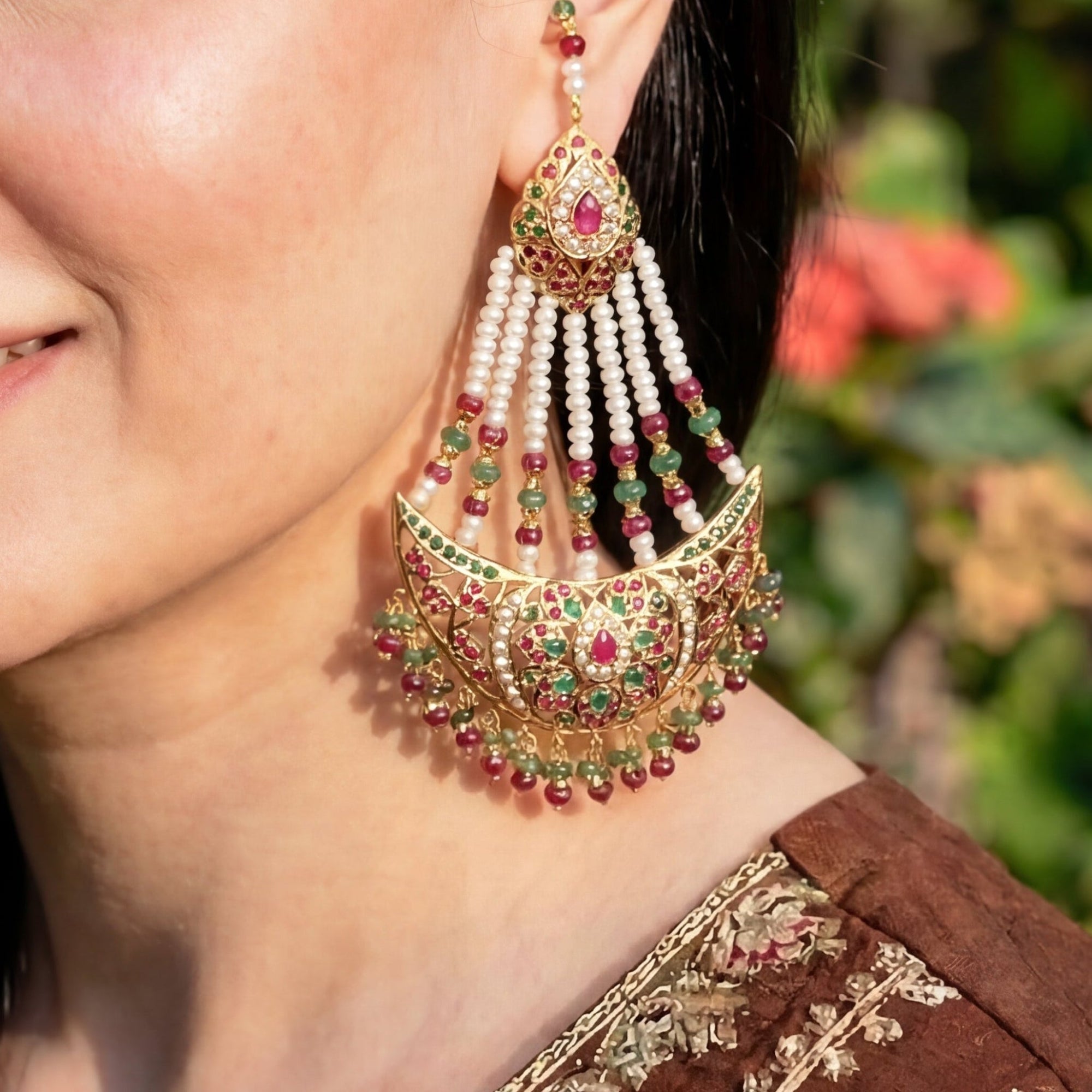 Ethnic Jhoomar Styled Indian Earrings | Sterling Silver Base ER 158