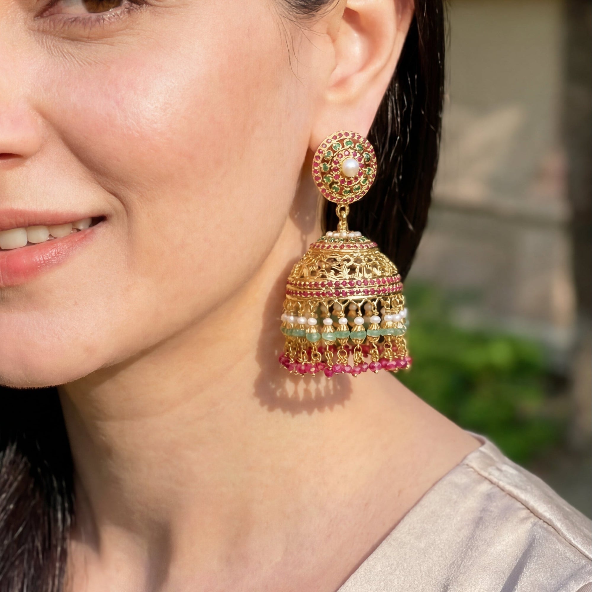 Indian Jhumka For Women | Bridal Jhumki Earrings | Bold Design | 925 Silver Base ER 417