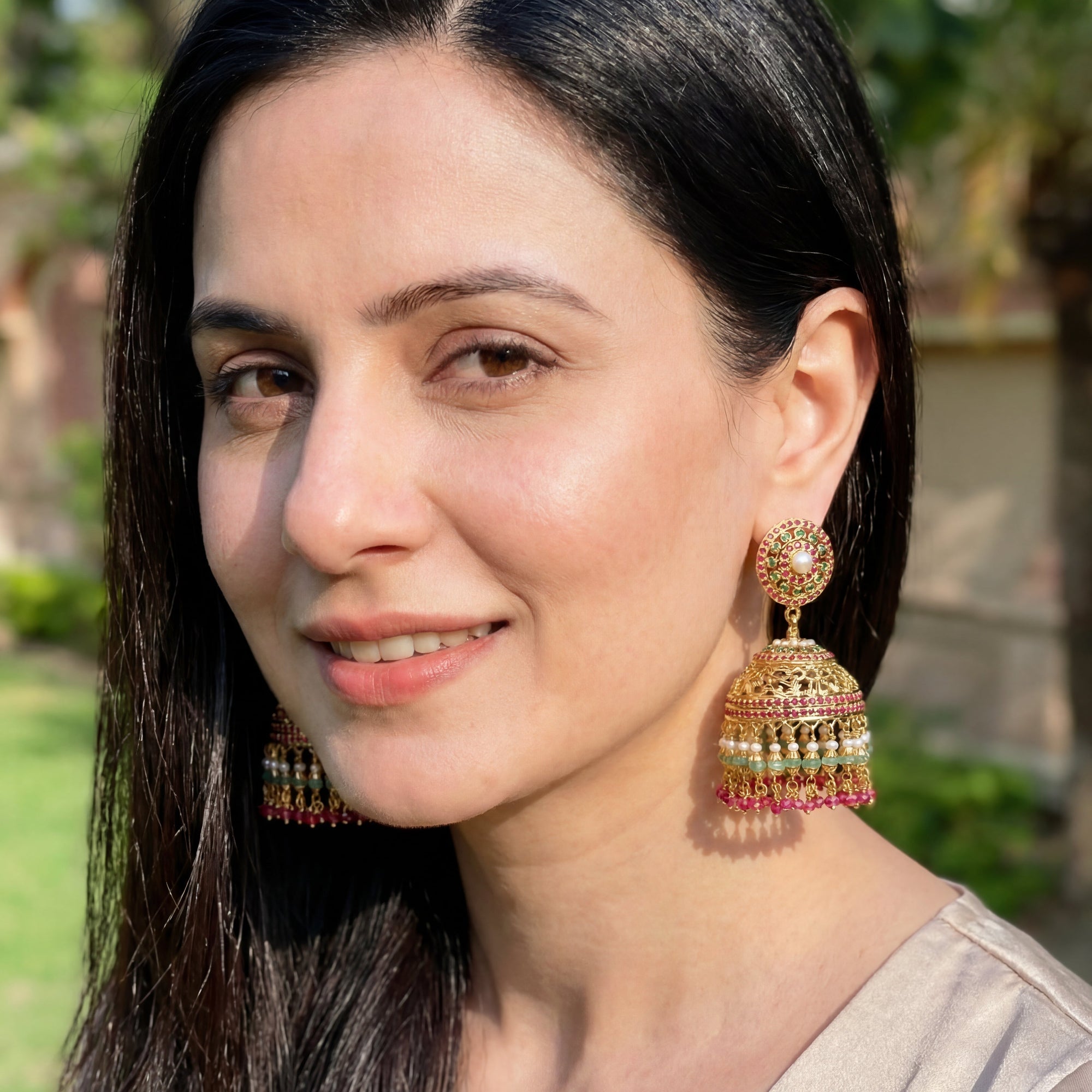 Indian Jhumka For Women | Bridal Jhumki Earrings | Bold Design | 925 Silver Base ER 417