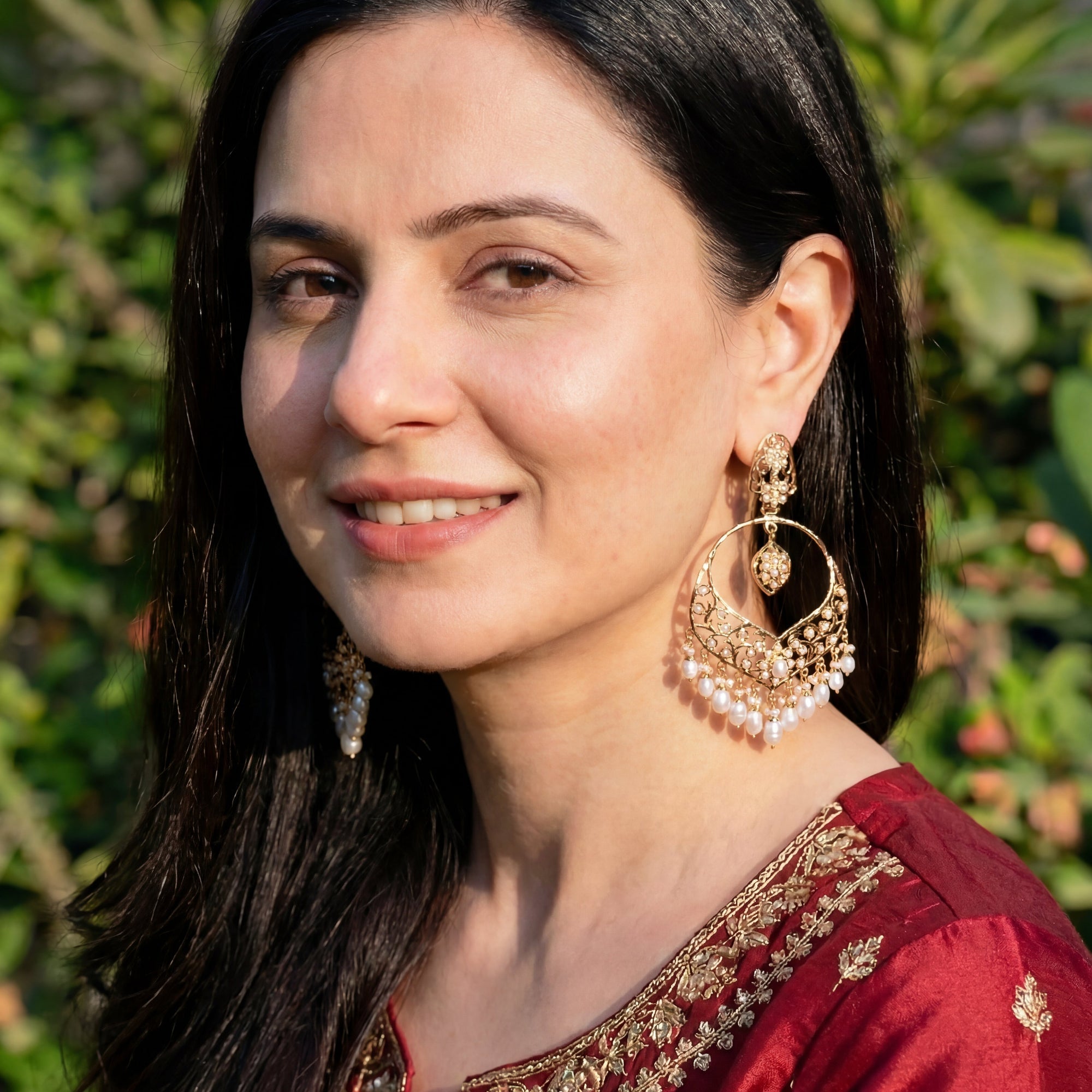Opulent Pearl Chandbali Earrings | Gold Plated on Silver Base ER 634