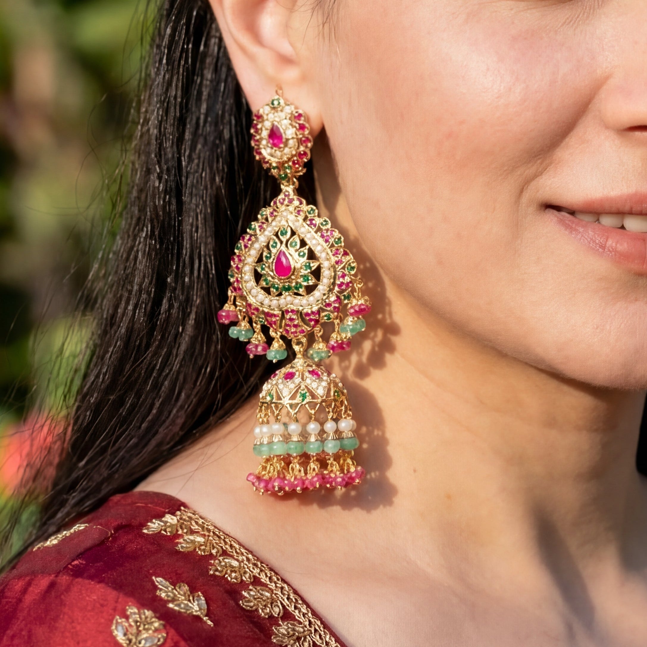 Shop Bridal Jhumka Earrings Online | Statement Jadau Jhumka Danglers | 925 Silver ER 170