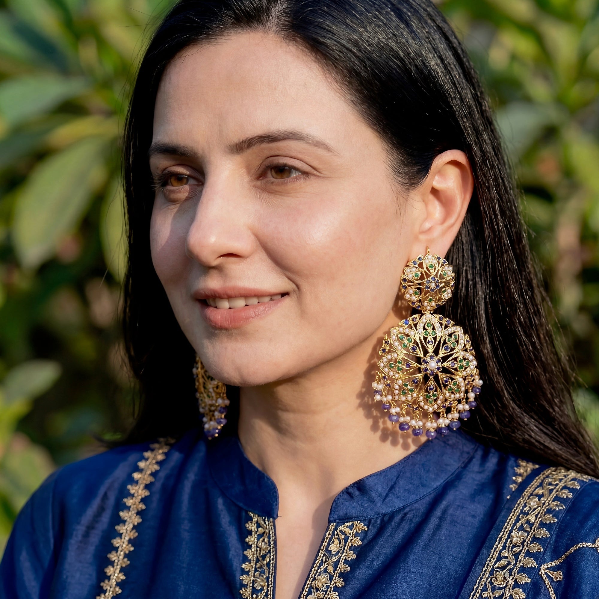 Attractive Indian Silver Earrings | Multicolored Jewelry for Women ER 103