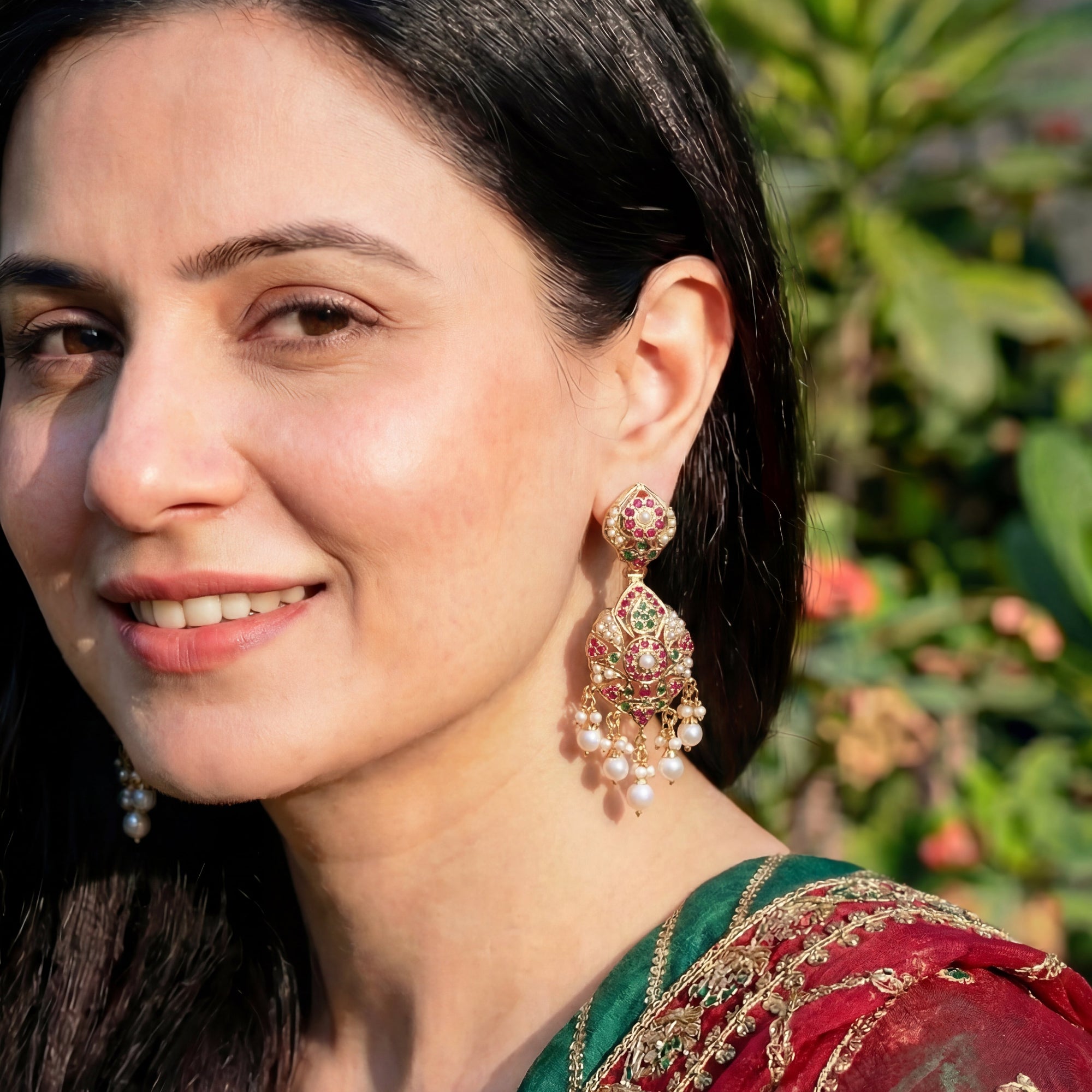Exquisite Indian Jadau Earrings on Silver | Sober and Classy Design For Party Wear ER 562