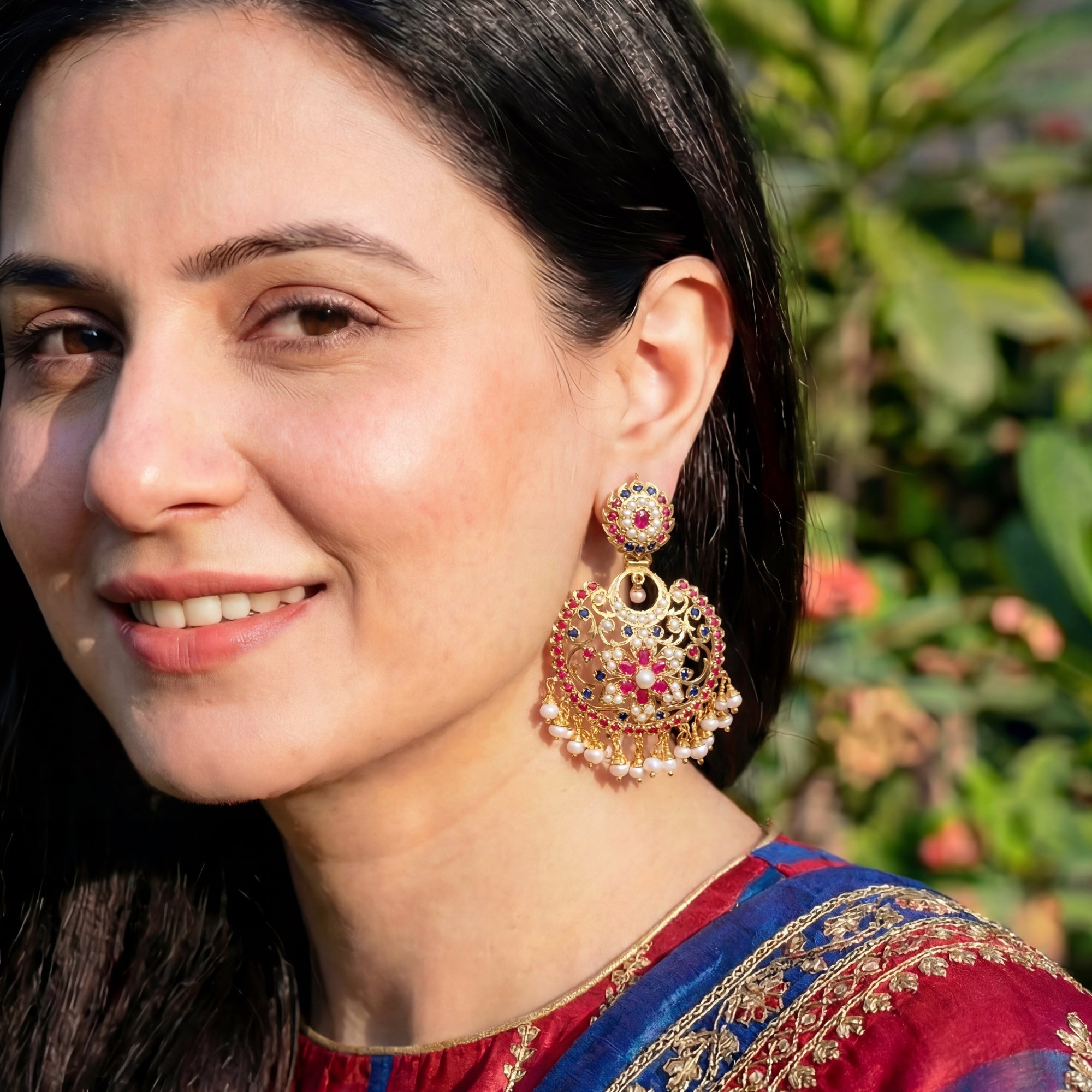 Medium Sized Chandbali Earrings on 925 Silver ER 565