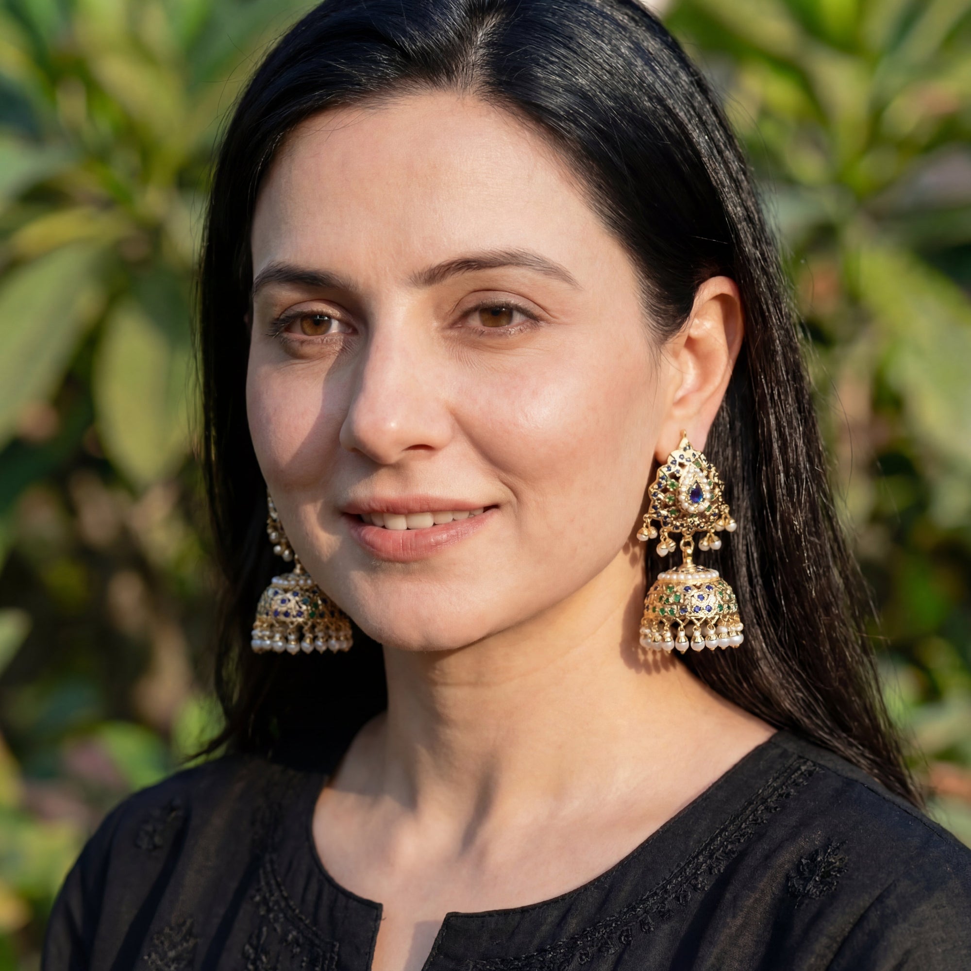 Jadau Jhumkas in Silver | Indian Fashion Jewelry Online ER 313