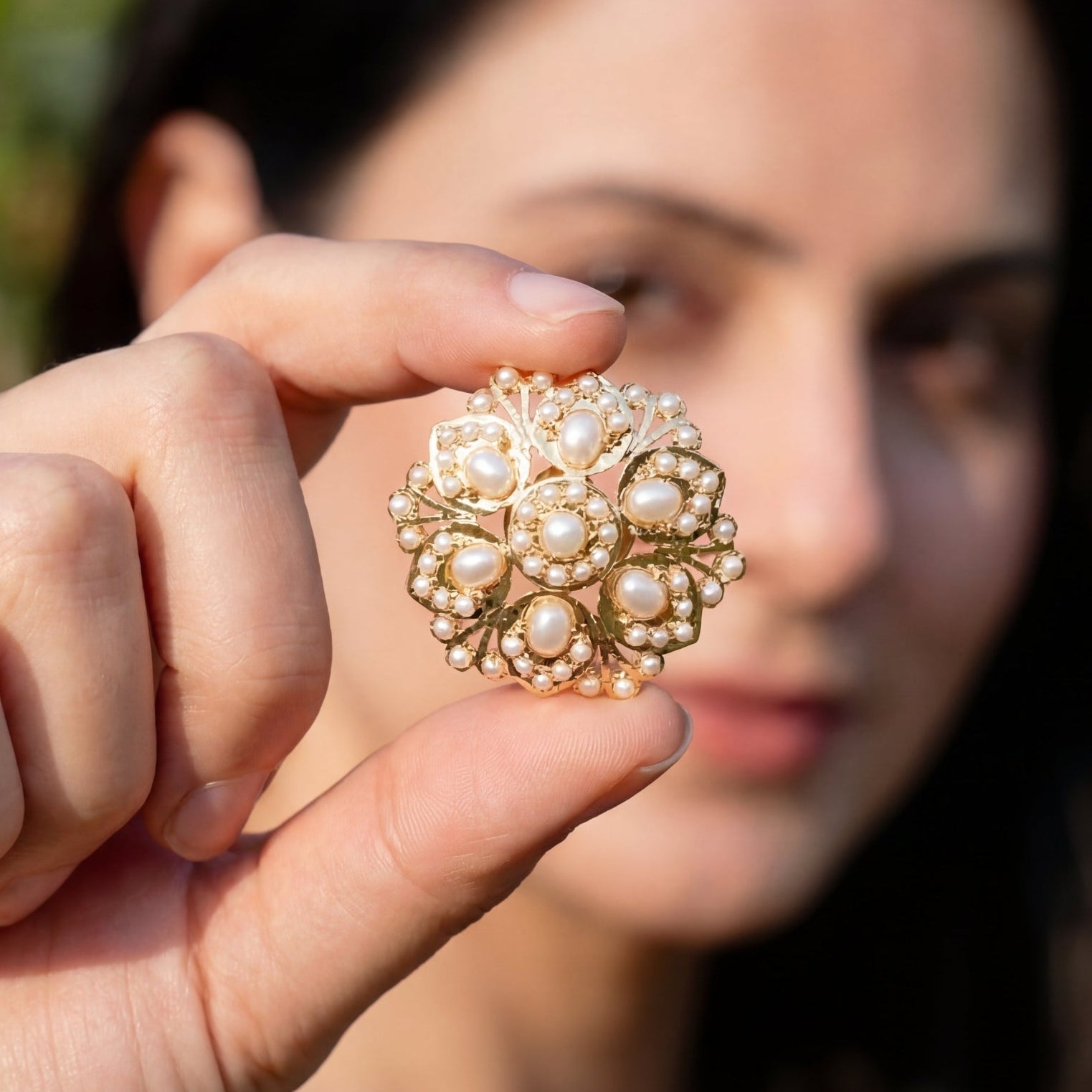 Classic Hyderabadi Pearl Stud Earrings | Round Tops for Women | Gold Plated Jewelry For Gifting ER 425