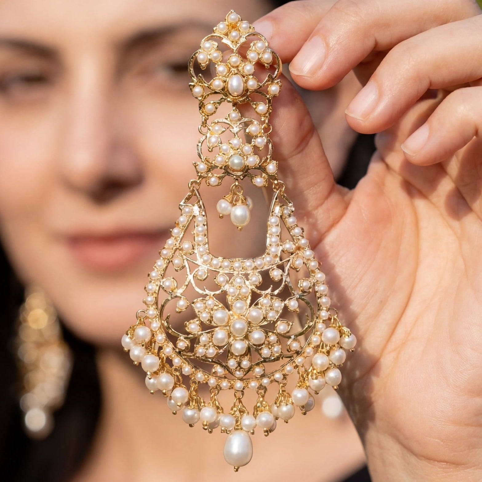 Long Pearl Earrings For Women | Statement Gold Plated Indian Danglers ER 434