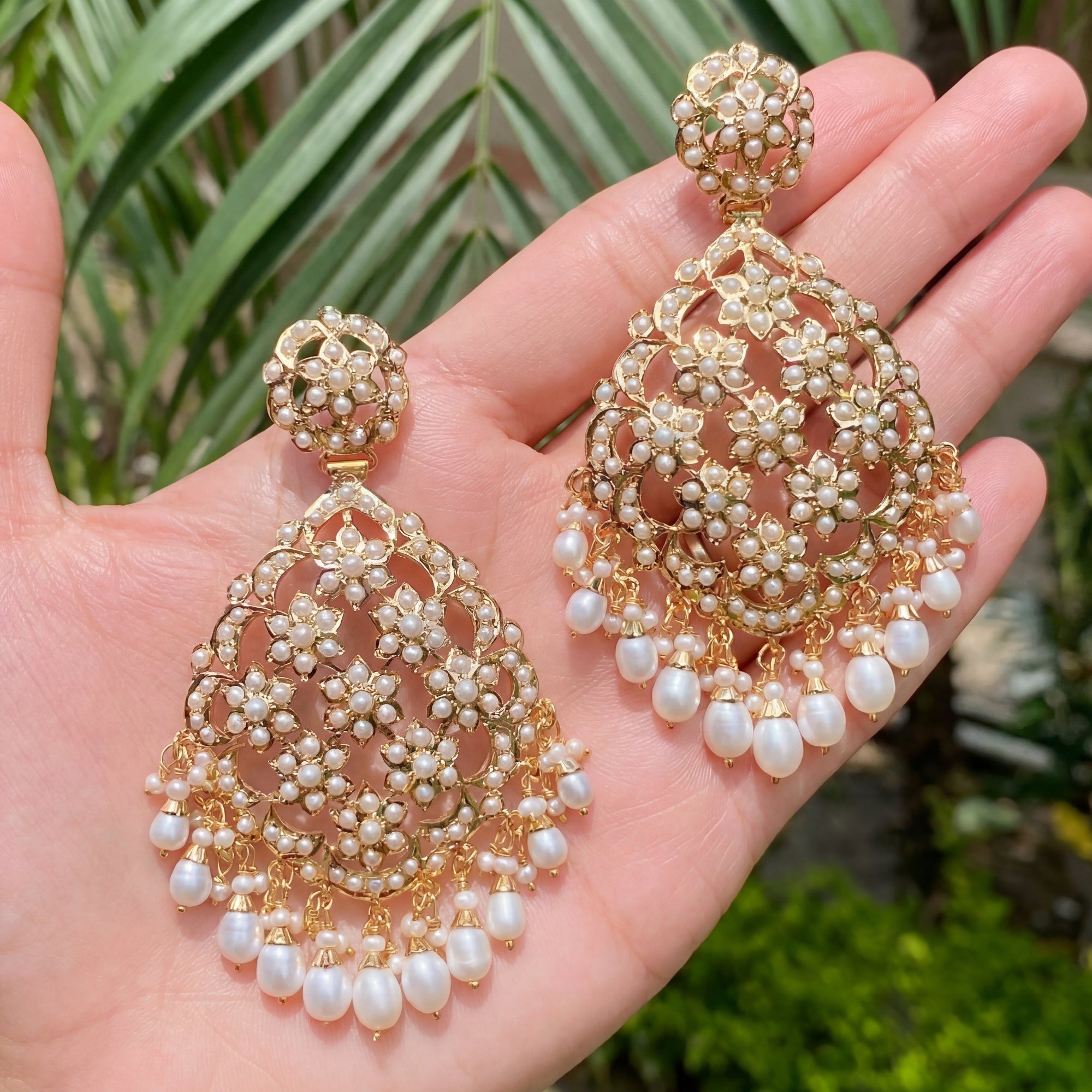 Indian Pearl Danglers | Statement Jadau Earrings | Fashion Jewelry on 925 Silver ER 430