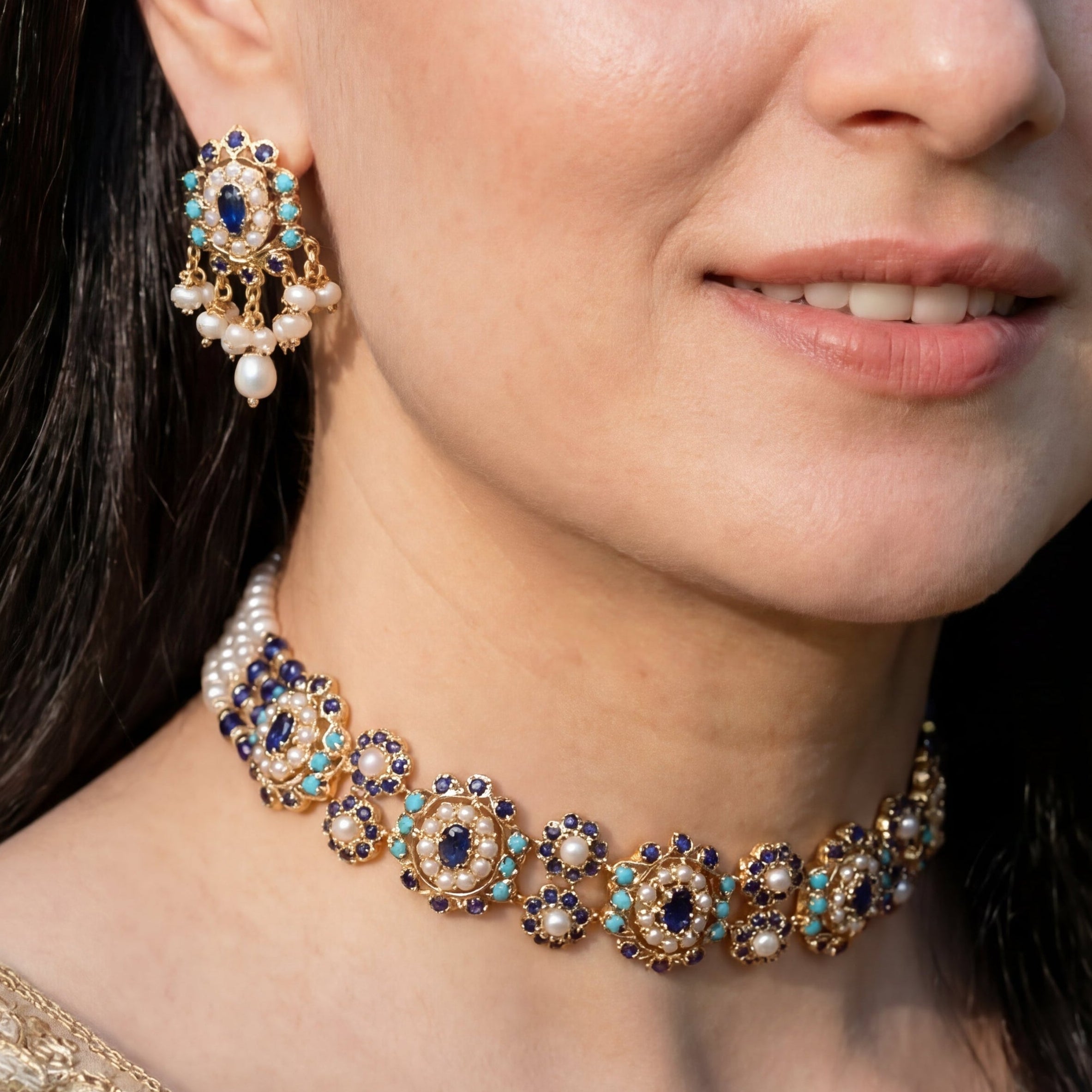 Rajasthani Choker Set | Pure 925 Silver Necklace Set | Modern Design NS 384