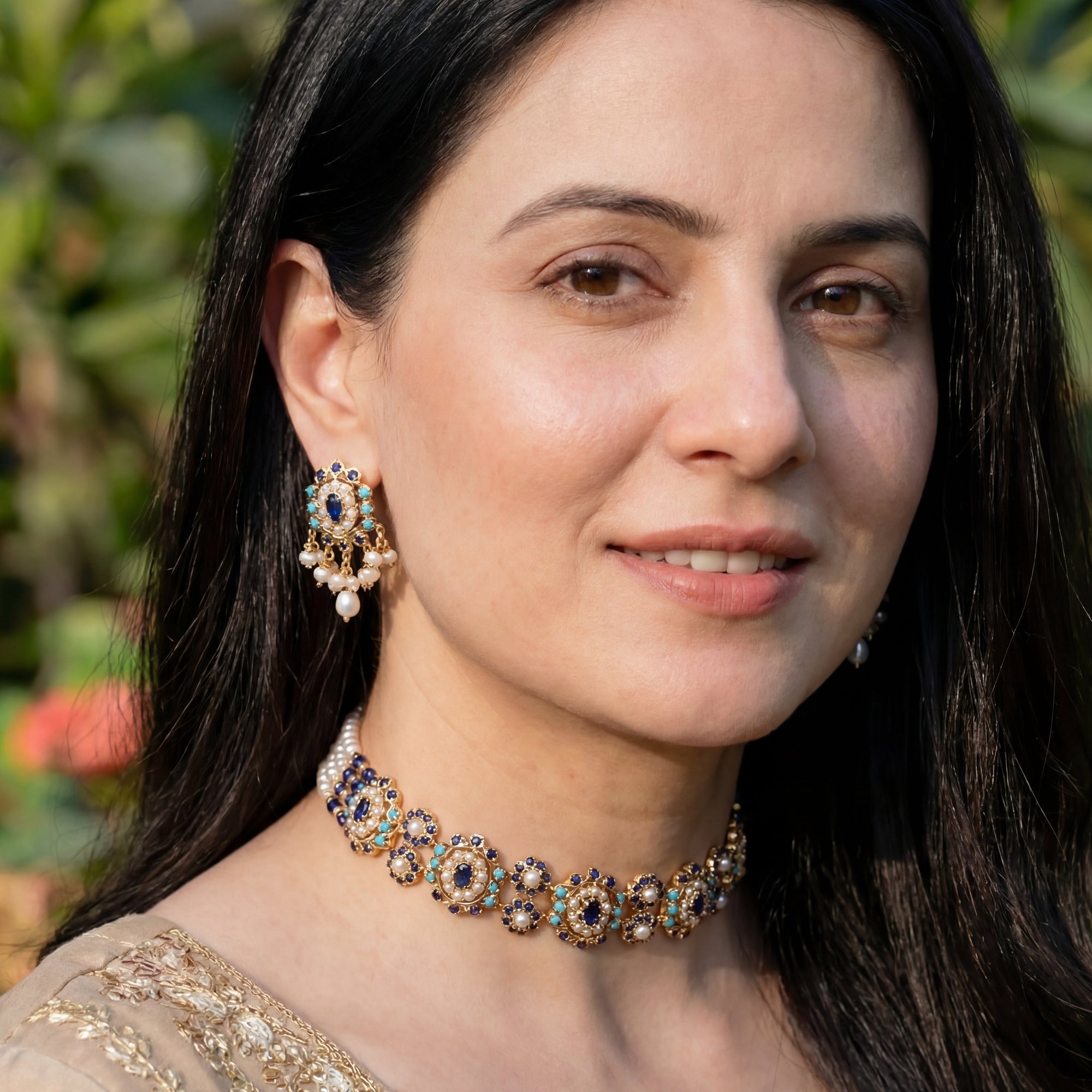 Rajasthani Choker Set | Pure 925 Silver Necklace Set | Modern Design NS 384