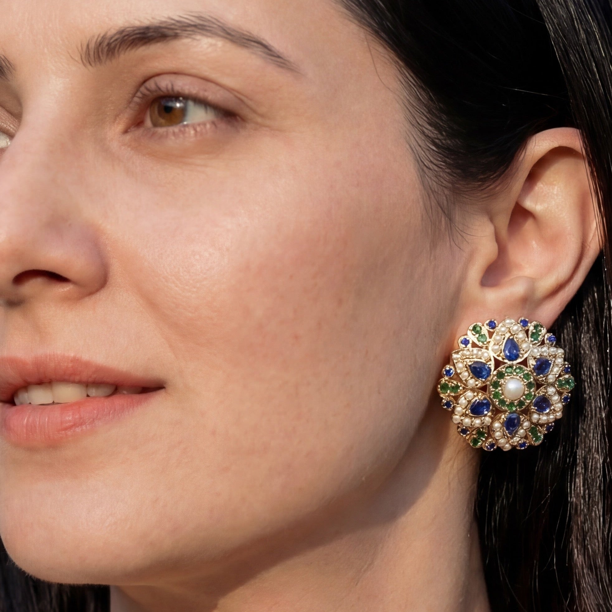 Womens Stud Earrings on Sterling Silver | Jadau Earrings ER 485
