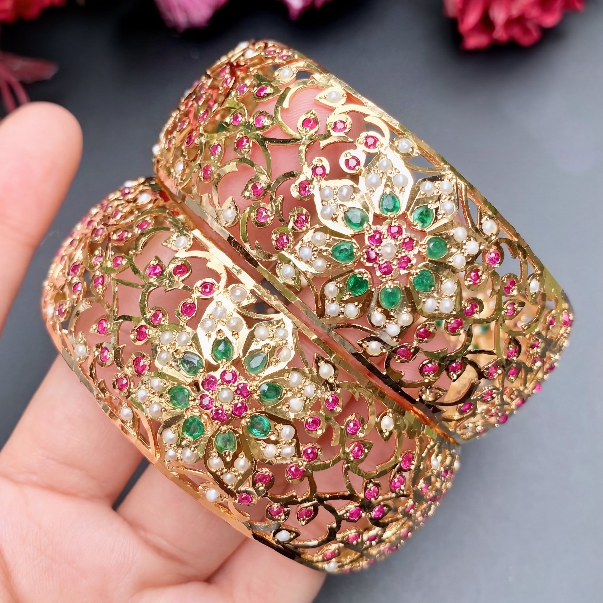 Antique Mughal era Inspired | Statement Bangles | Gold Plated BG 070