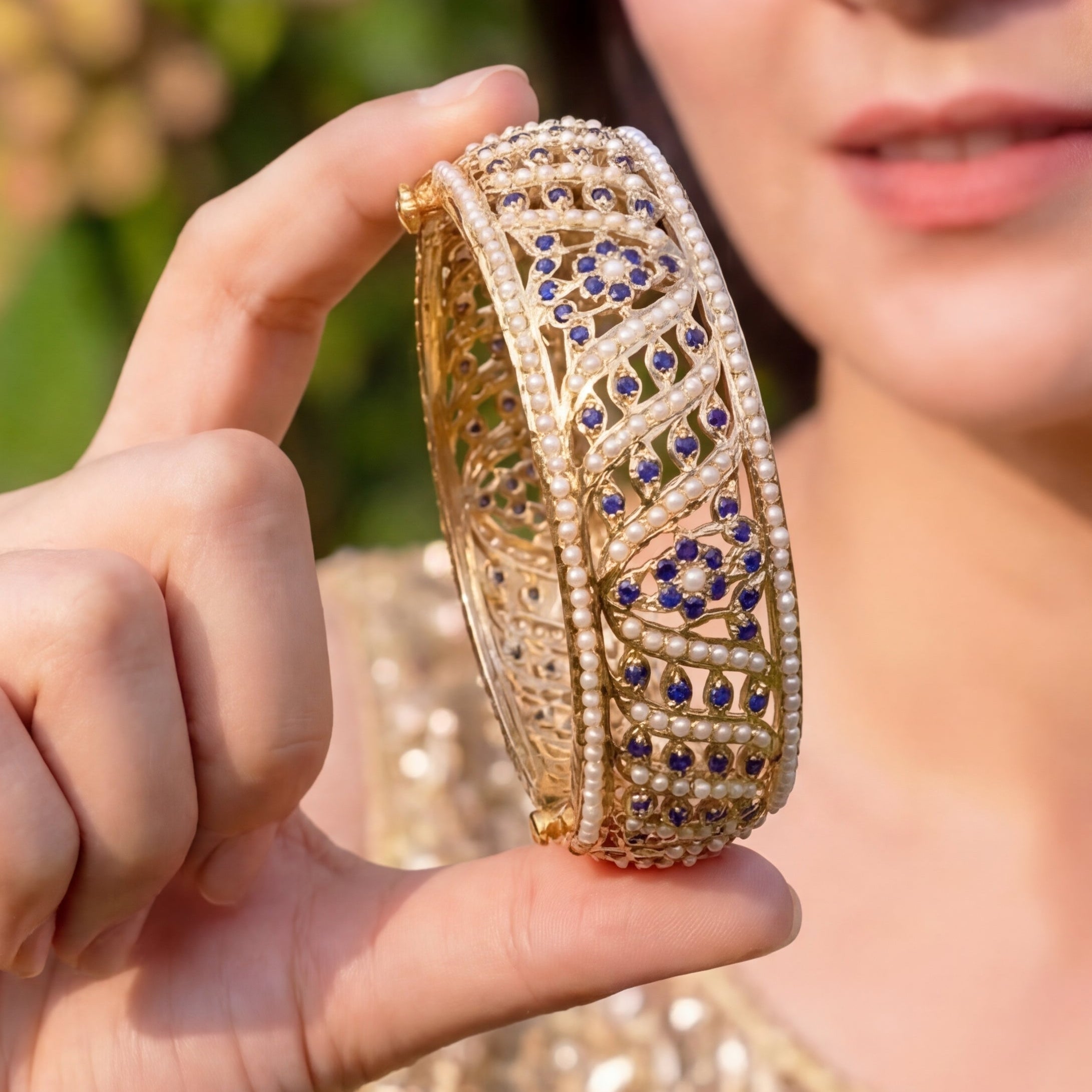Shop Gold Plated Indian Bangles For Women | Delicate Floral Design BG 068