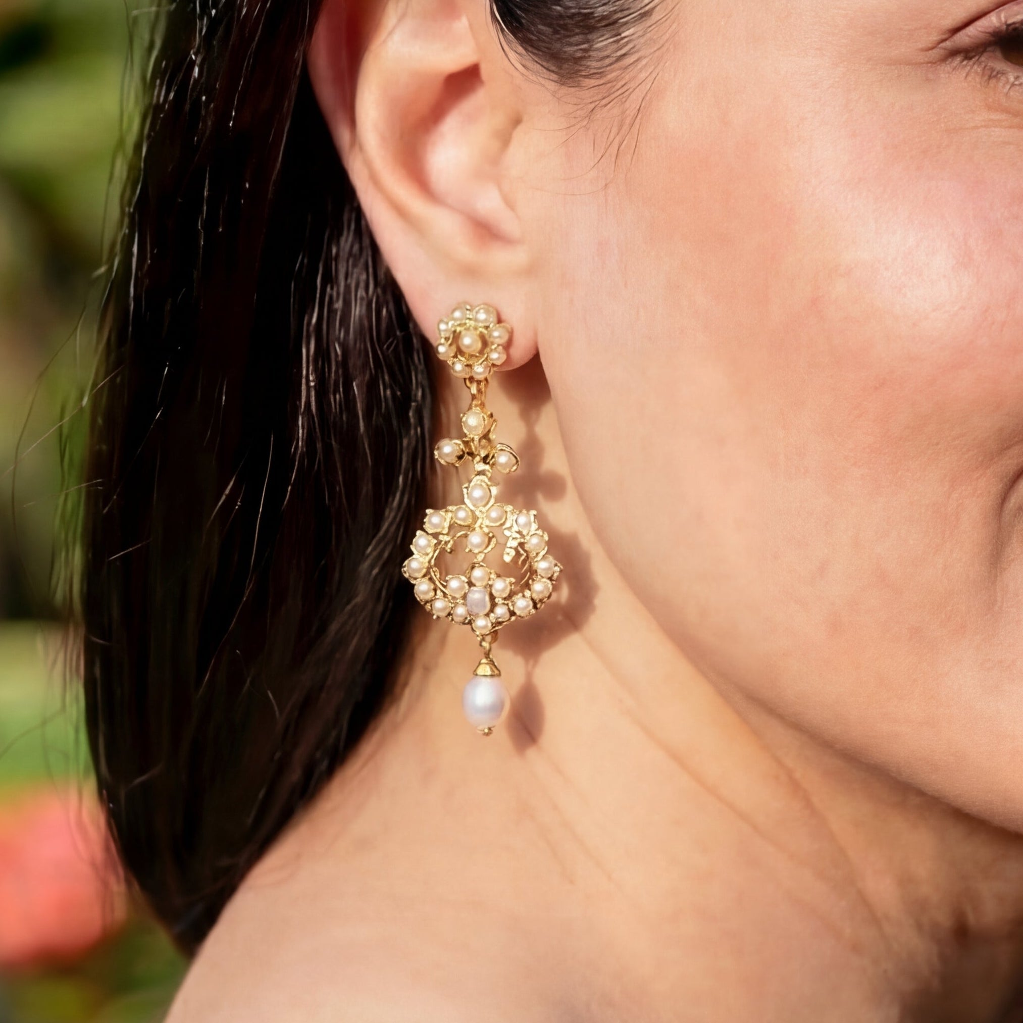 Dainty Indian Pearl Earrings | For Girls and Women | Light Weight Silver Earrings ER 358