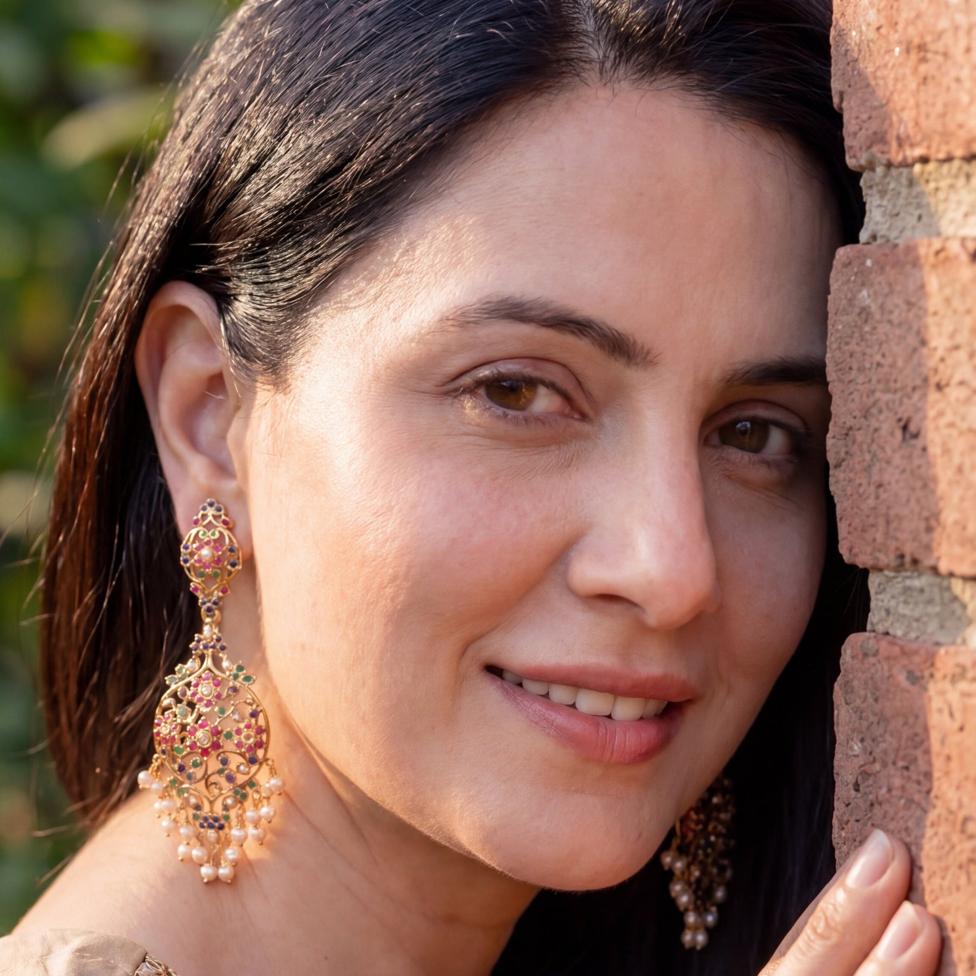 Handcrafted Victorian Earrings on Silver | Exquisite Indian Jadau Jewelry | ER 436