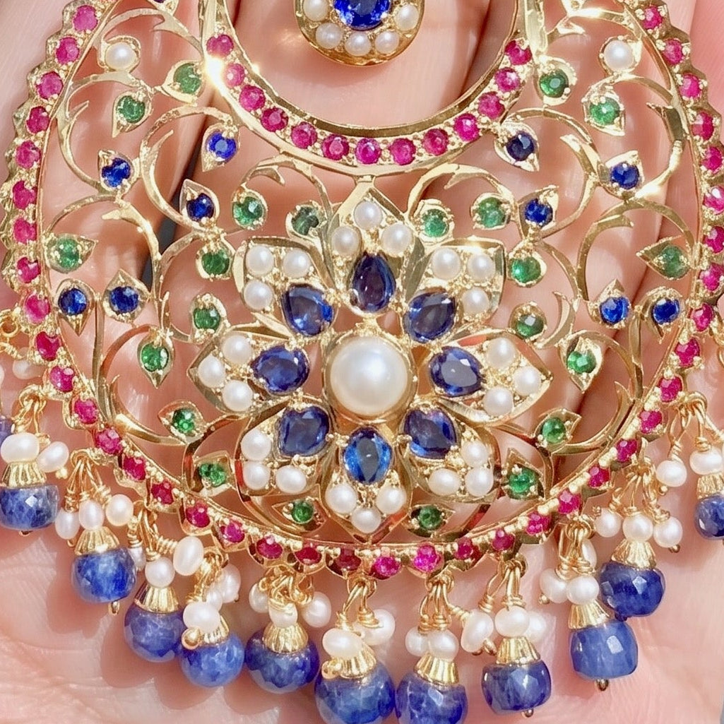 Big Chandbali Earrings | Gold Polish Indian Jewelry On Sterling Silver Base ER 275