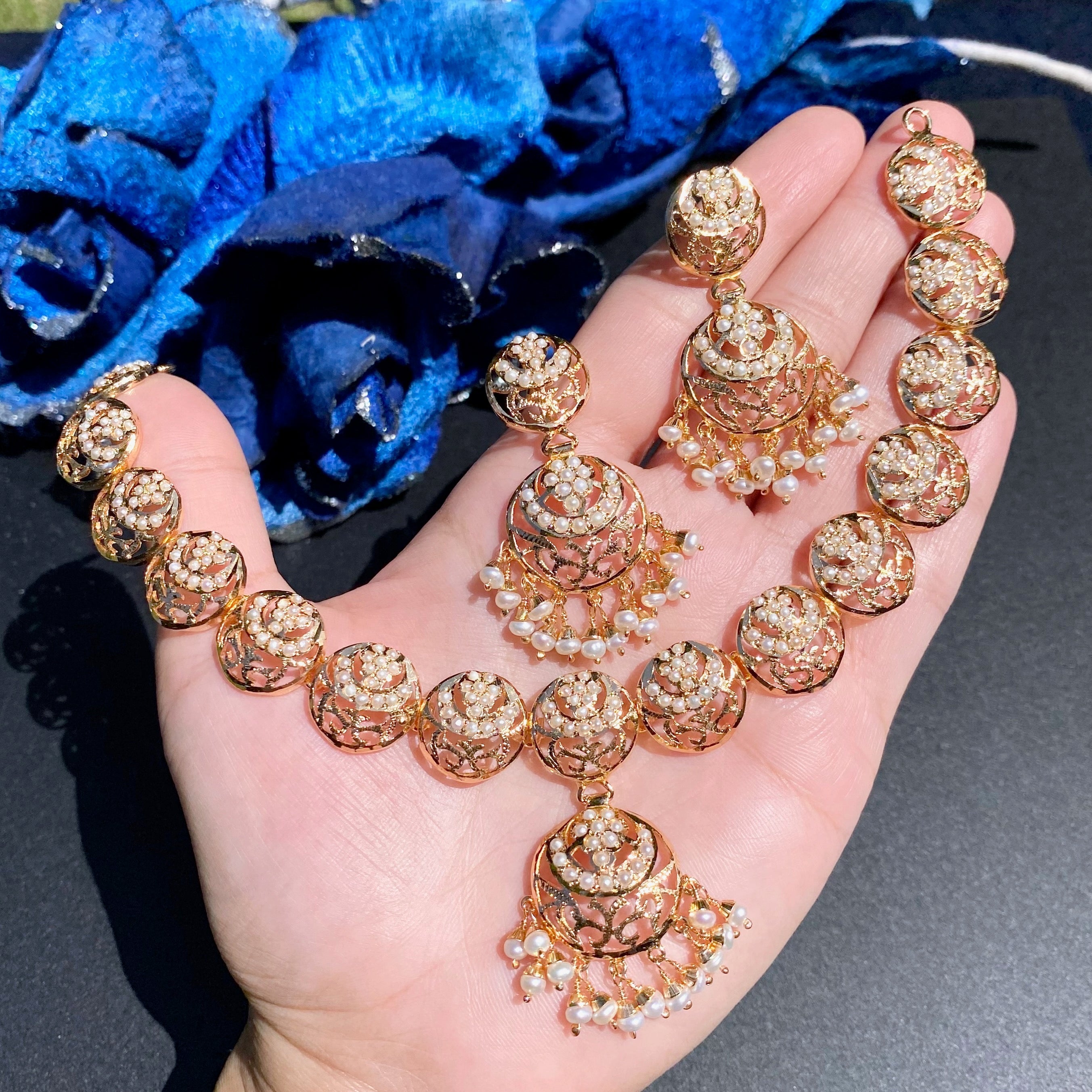 Delicate Pearl Necklace Set | Gold Plated on Sterling Silver Base NS 424