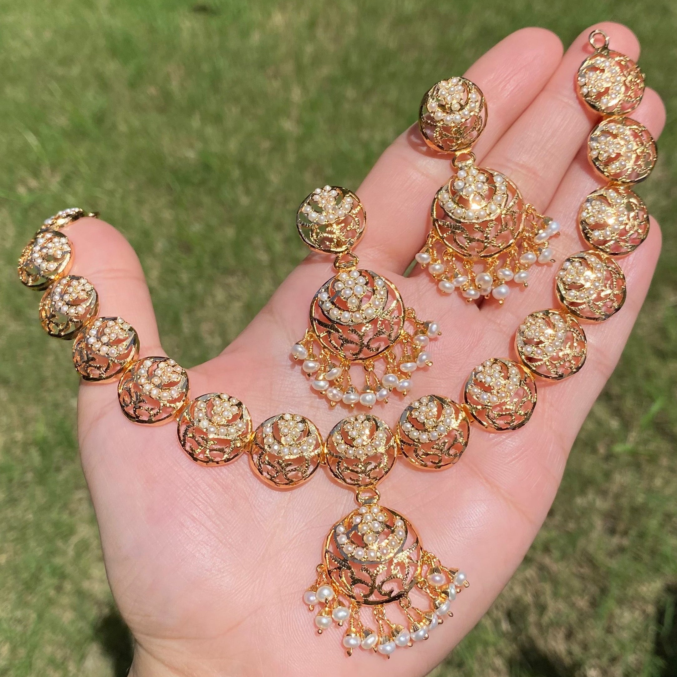 Delicate Pearl Necklace Set | Gold Plated on Sterling Silver Base NS 424