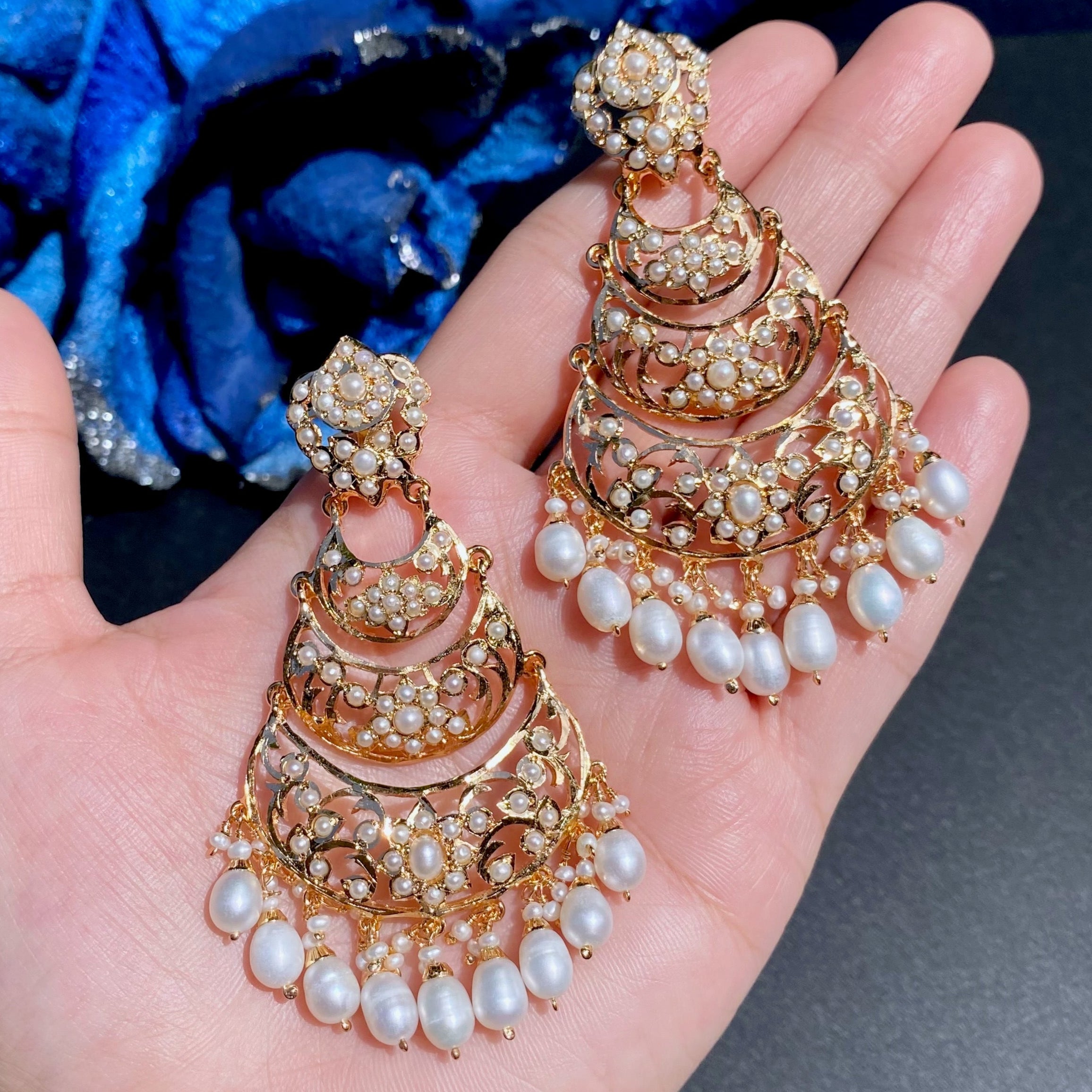 Multi Tier Pearl Earrings for Women | Authentic Freshwater Pearls on 925 Silver ER 626