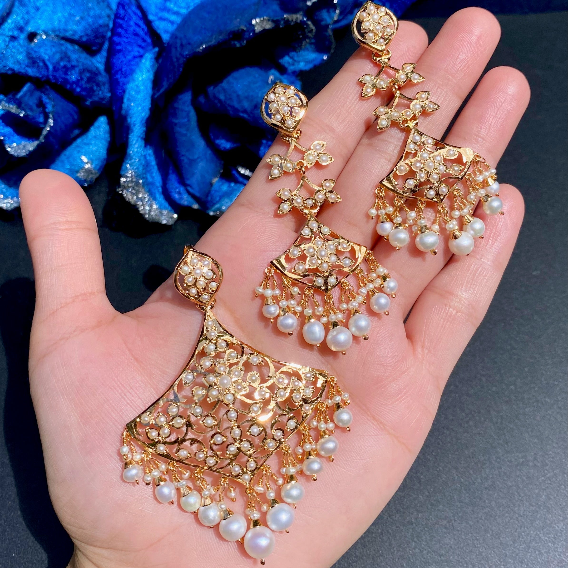 Exquisite Pearl Locket & Earrings Set | Gold Plated on Silver PS 135