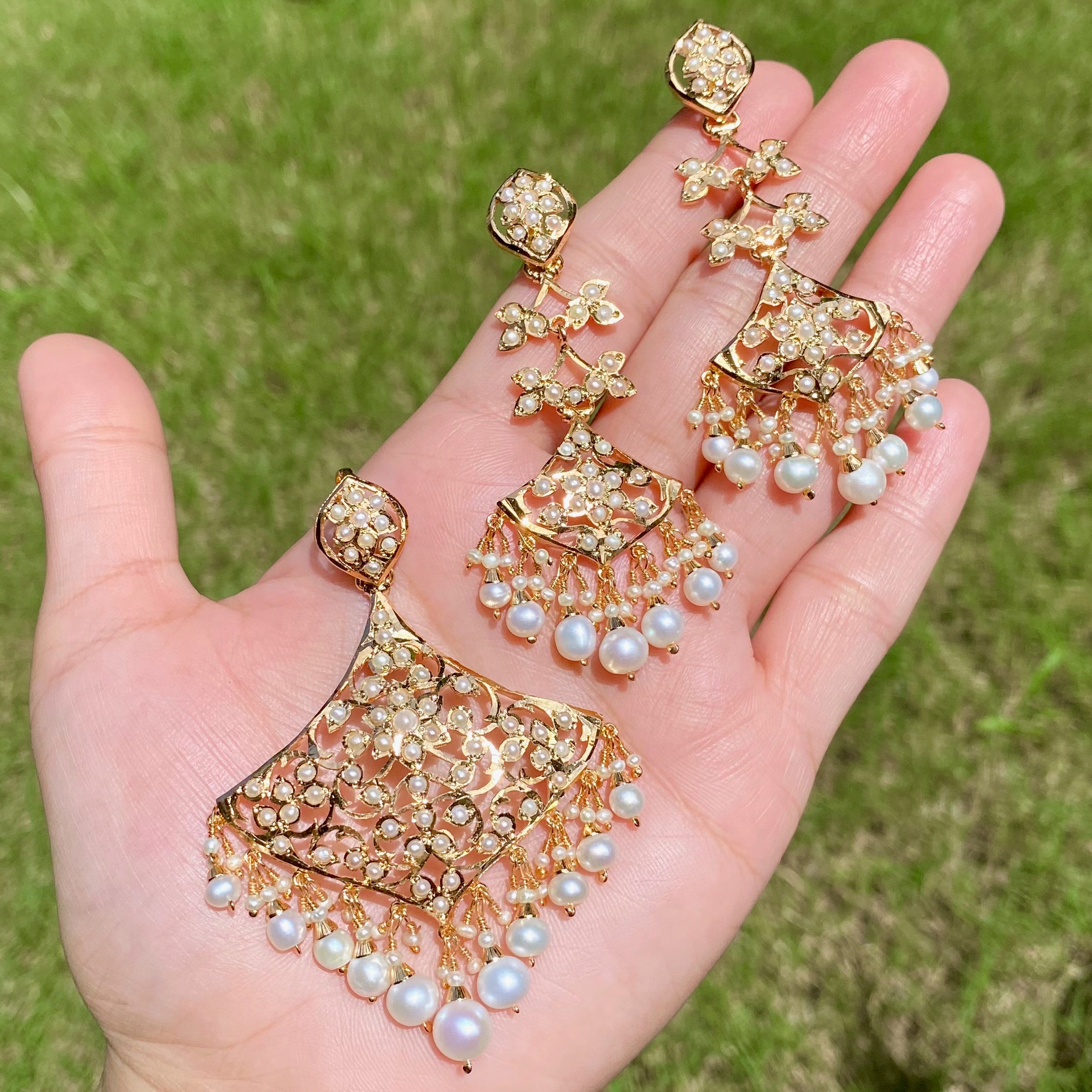 Exquisite Pearl Locket & Earrings Set | Gold Plated on Silver PS 135