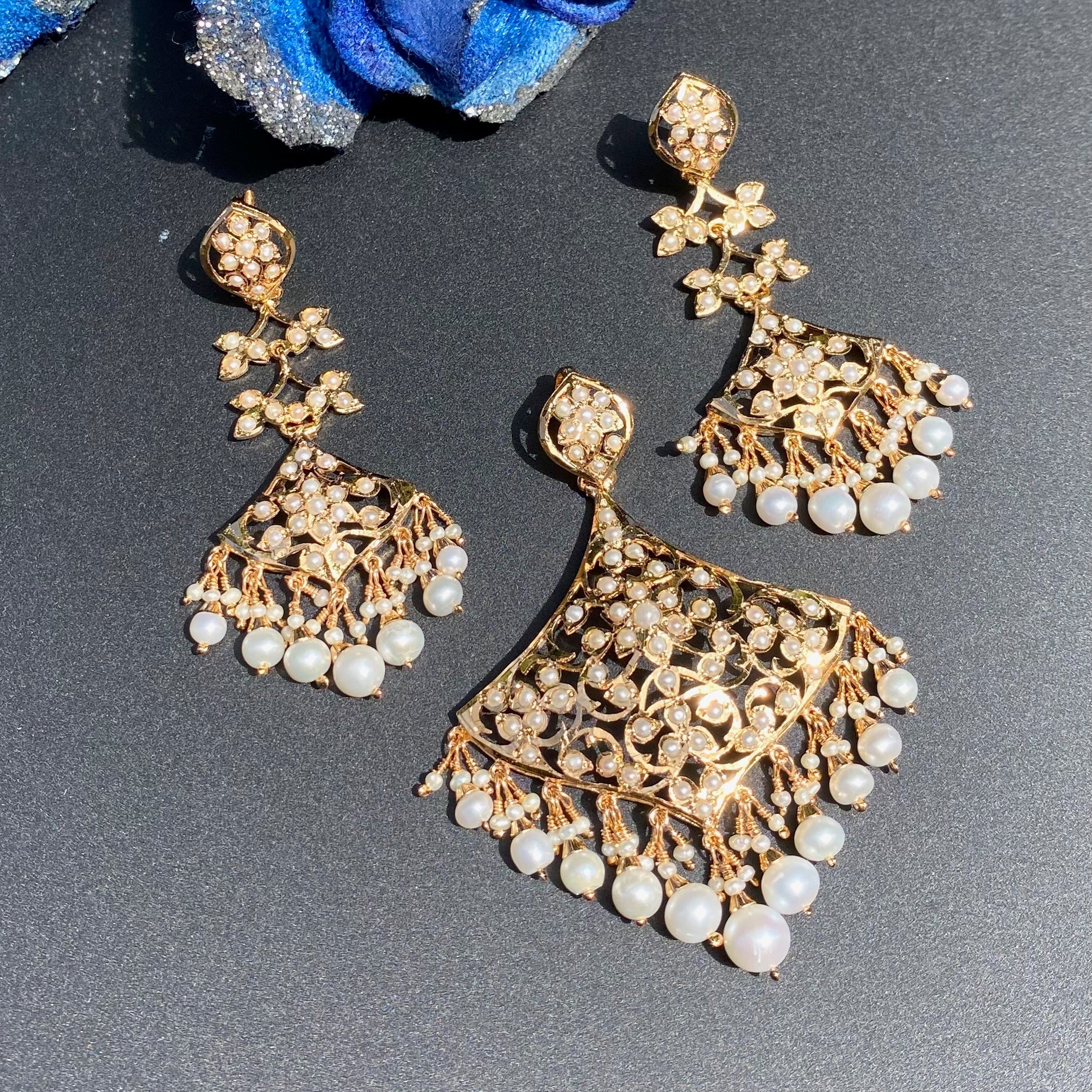 Exquisite Pearl Locket & Earrings Set | Gold Plated on Silver PS 135