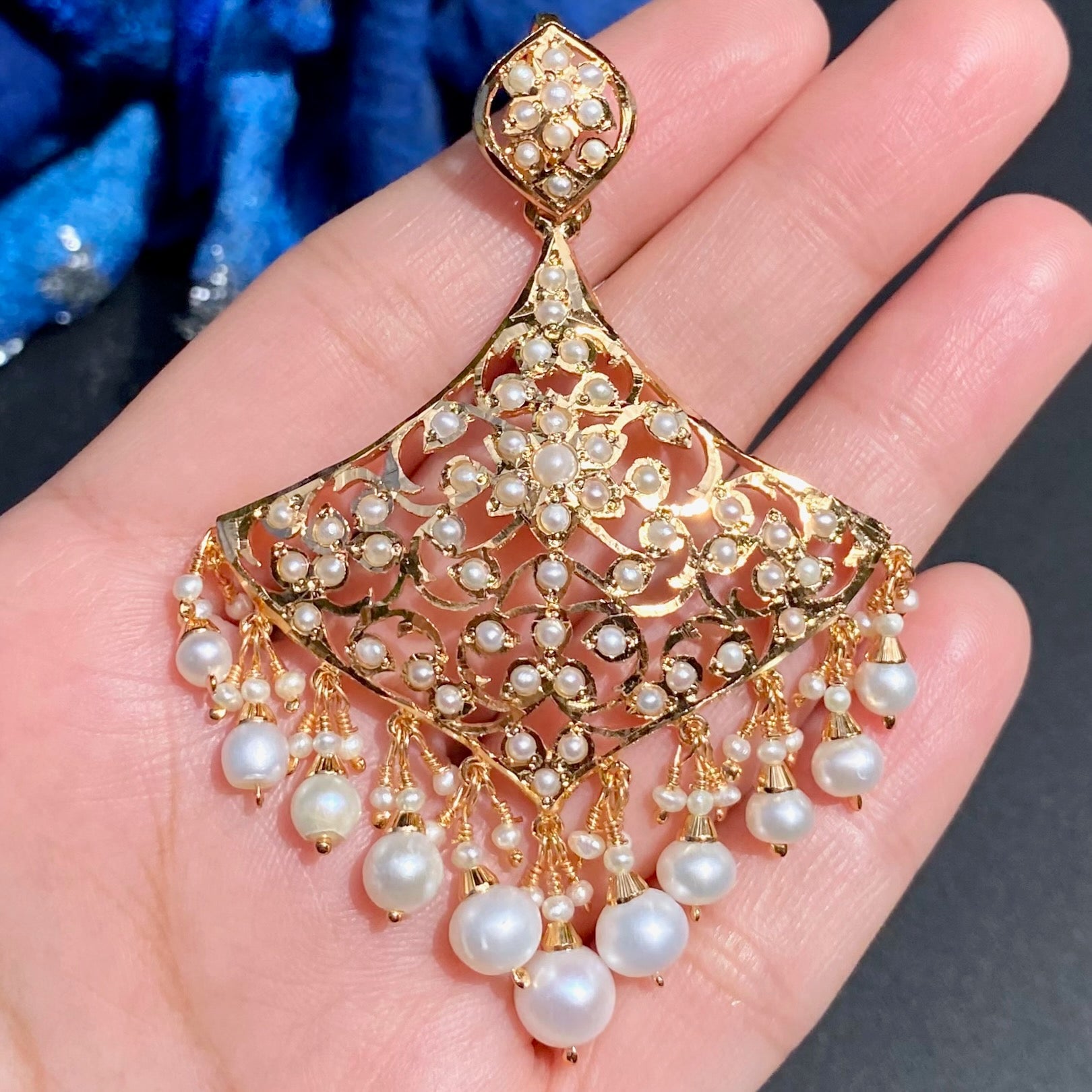 Exquisite Pearl Locket & Earrings Set | Gold Plated on Silver PS 135