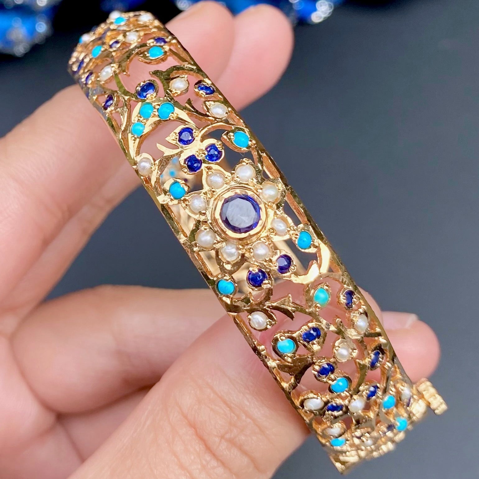 Traditional Indian Jadau Bangle for Women | Gold Plated on Silver Base BG 134