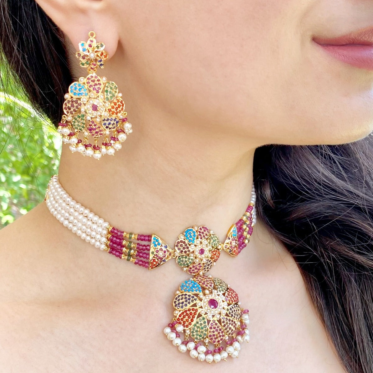 indian navaratna gold choker in usa