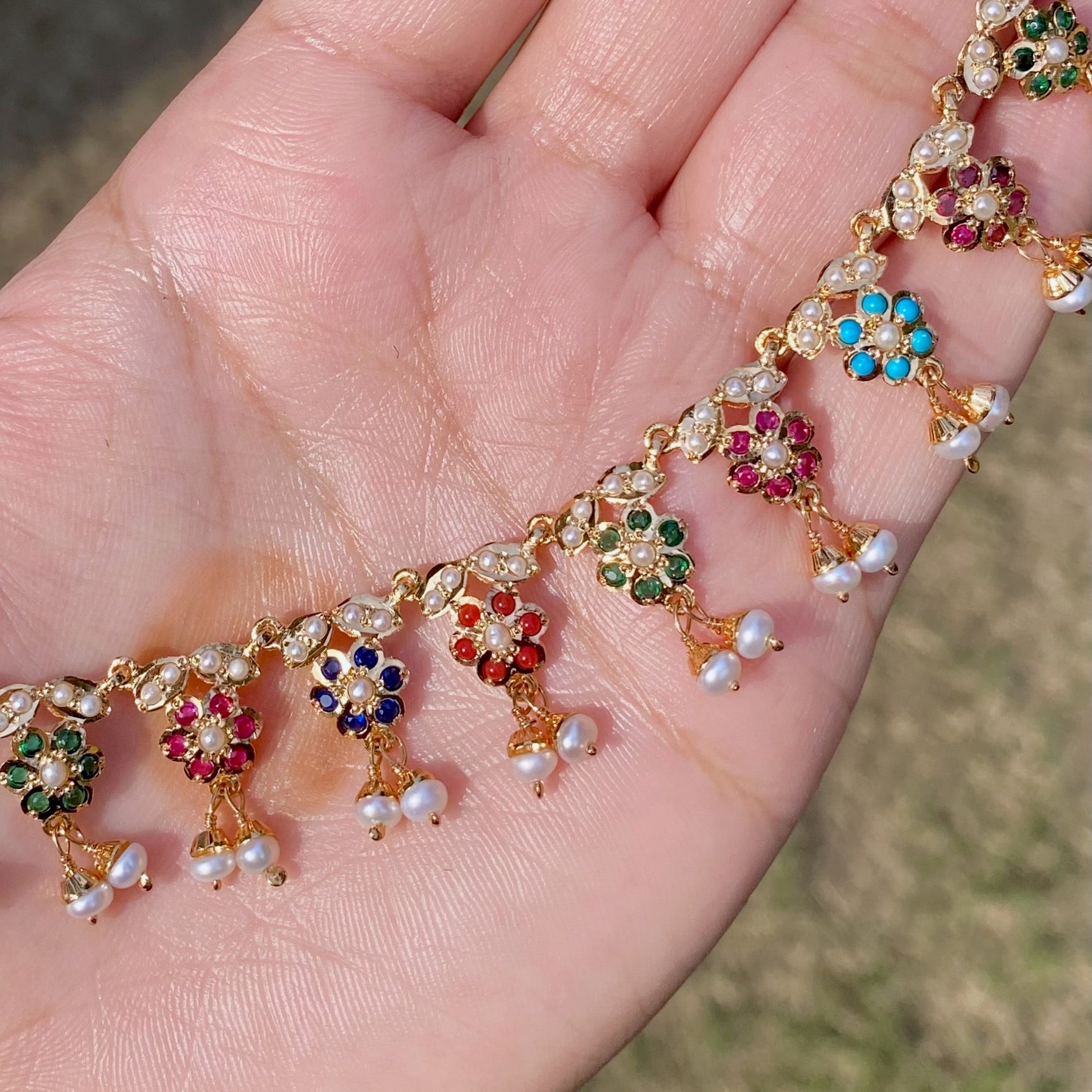 dainty navaratna necklace set
