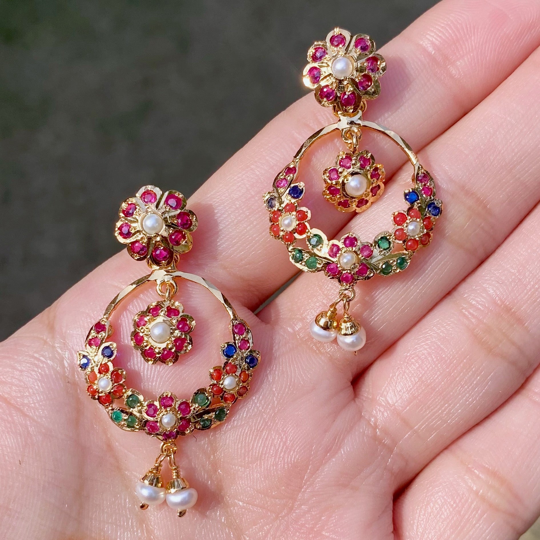 dainty navaratna necklace set