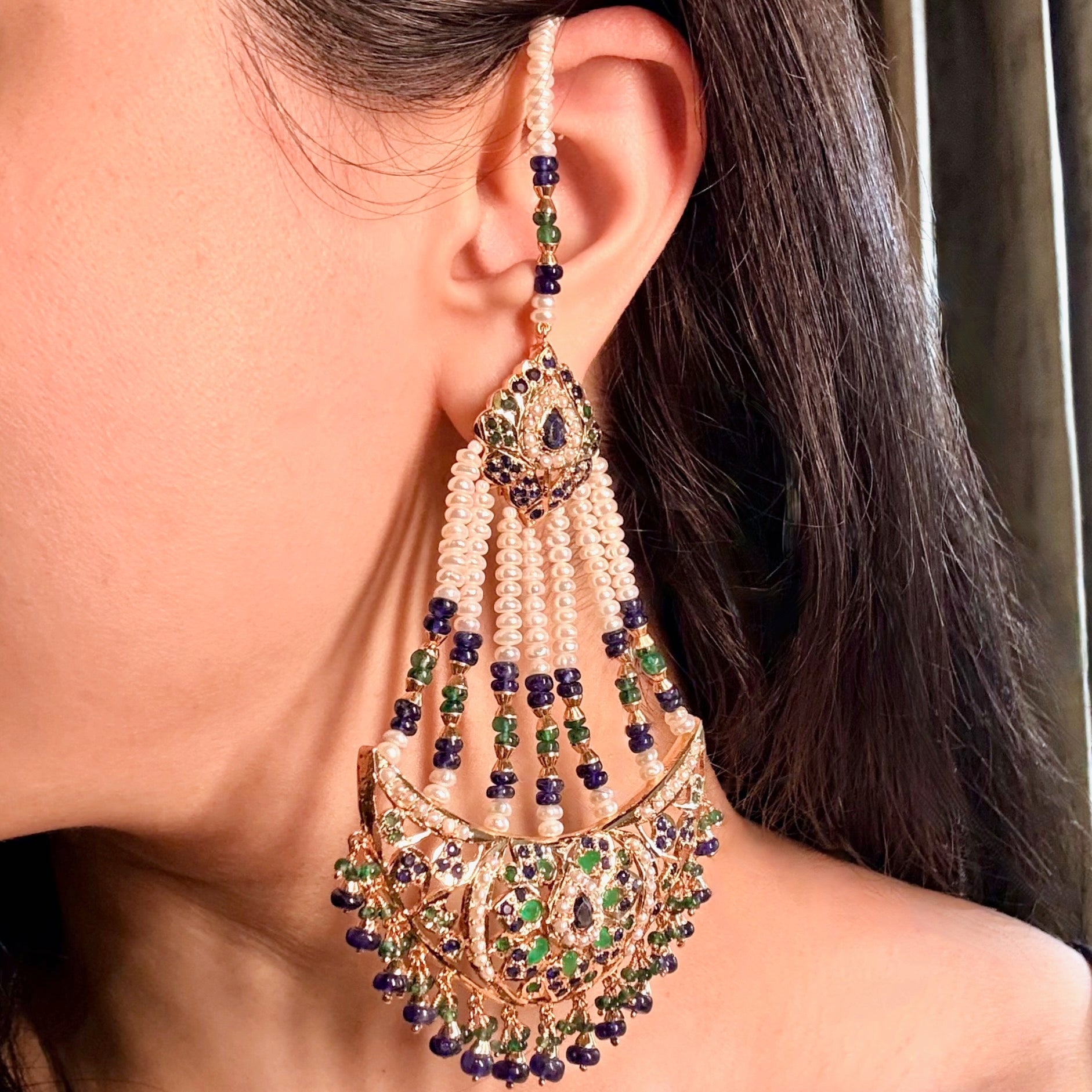 Royal Jhoomer Styled Jadau Earrings | Gold Plated on Silver with Premium Stones ER 641