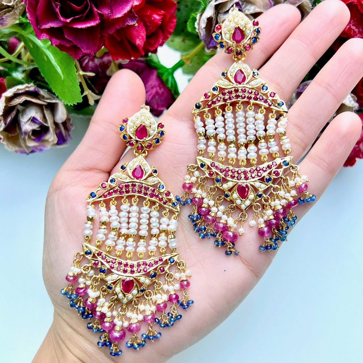 mukticolored jhoomar earrings